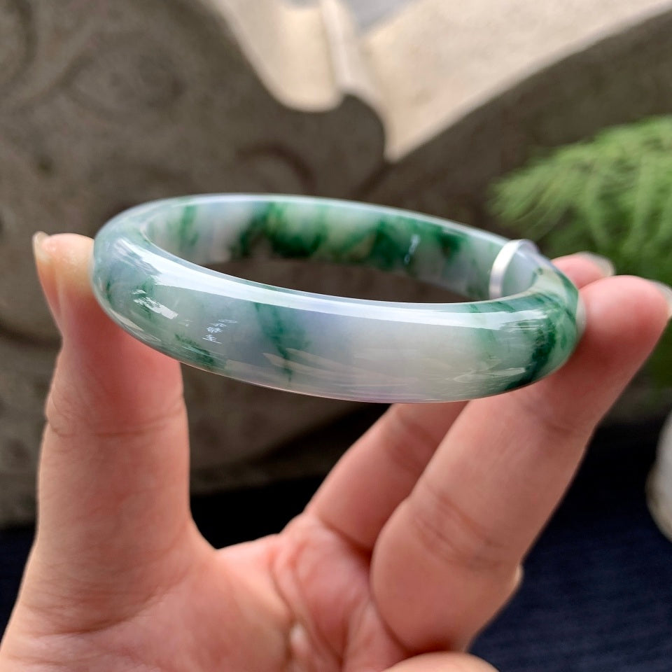 细糯种紫罗兰飘花平安镯（57mm）（yc090968）