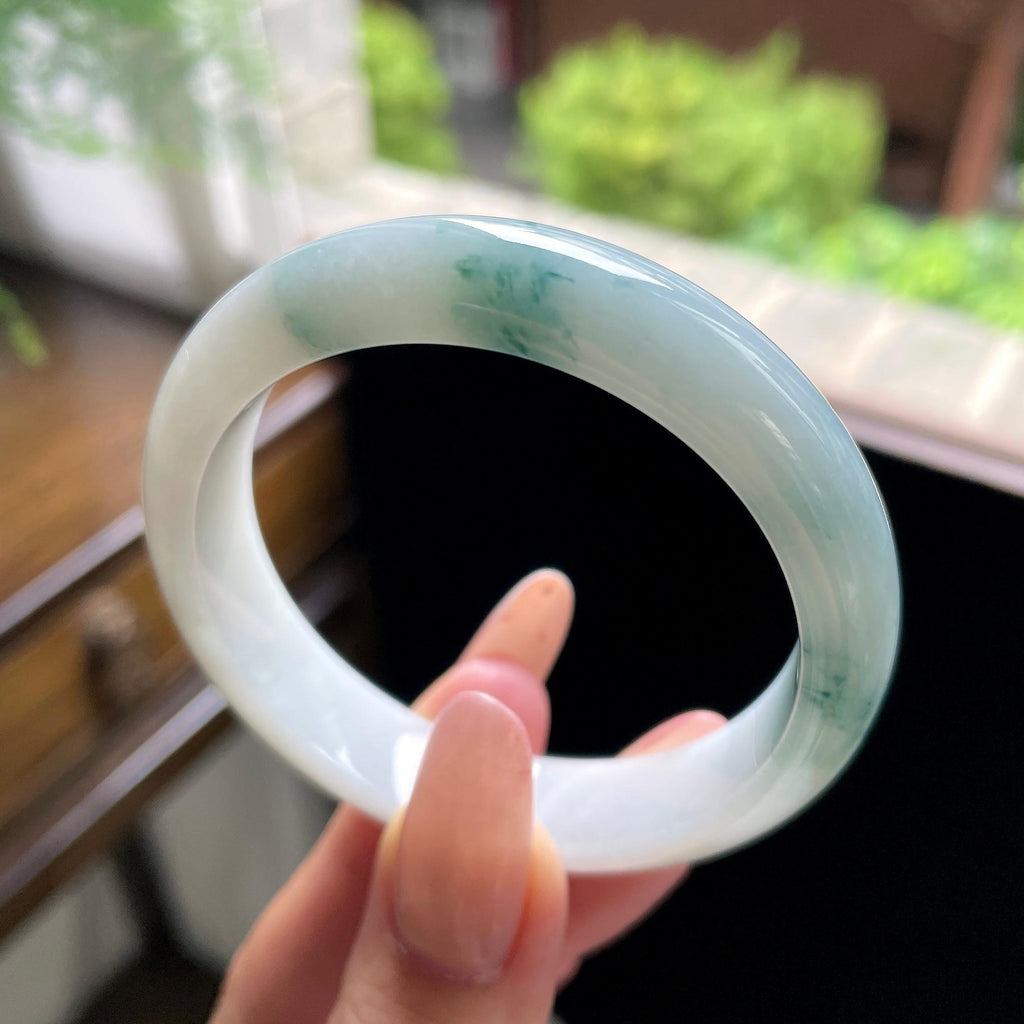 秒杀 细糯种蓝飘花正圈平安镯 52.2圈（yc709454）