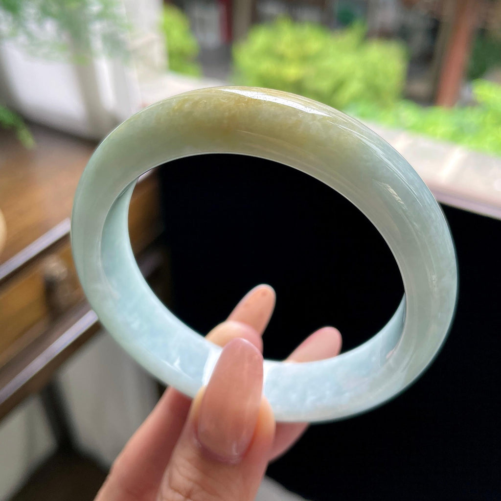 大圈口 糯种黄翡正圈平安镯 59.5圈（yc709482）