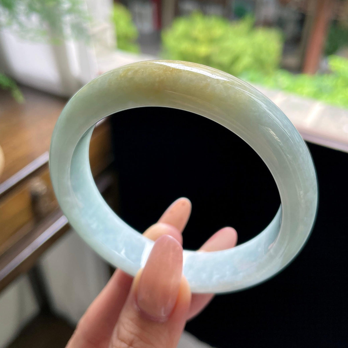 大圈口 糯种黄翡正圈平安镯 59.5圈（yc709482）