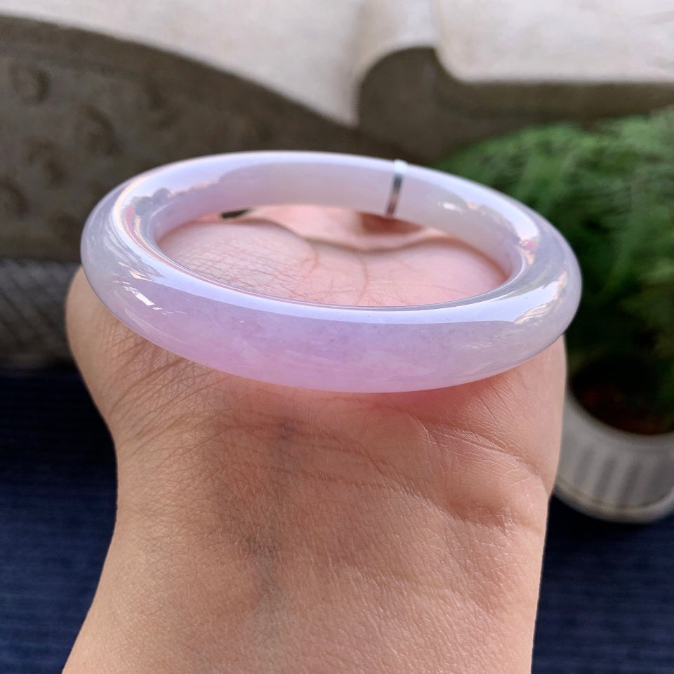 糯冰种紫罗兰圆条手镯（56.4mm）（yc079322）