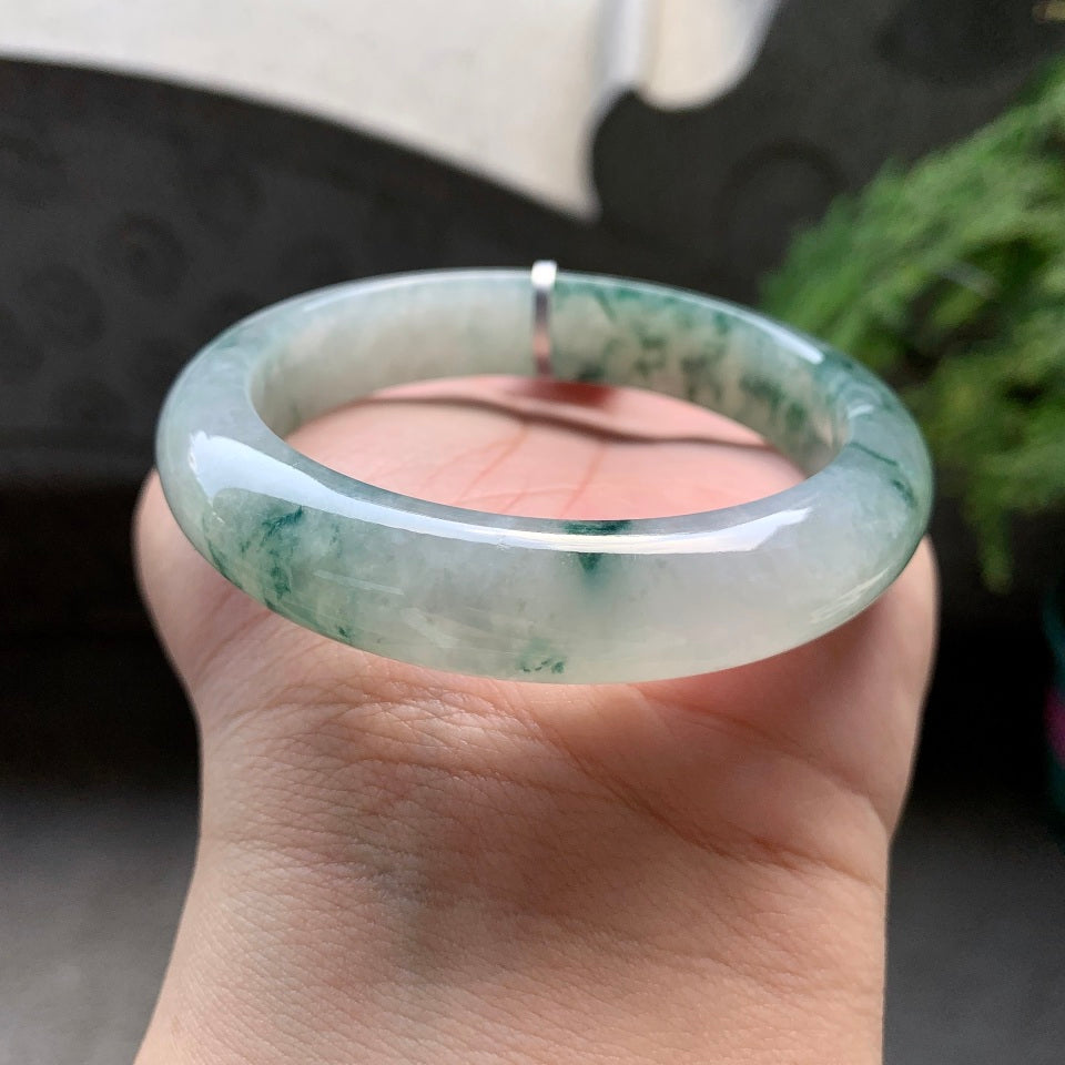 细糯种飘花平安镯（55.7mm）（yc098971）
