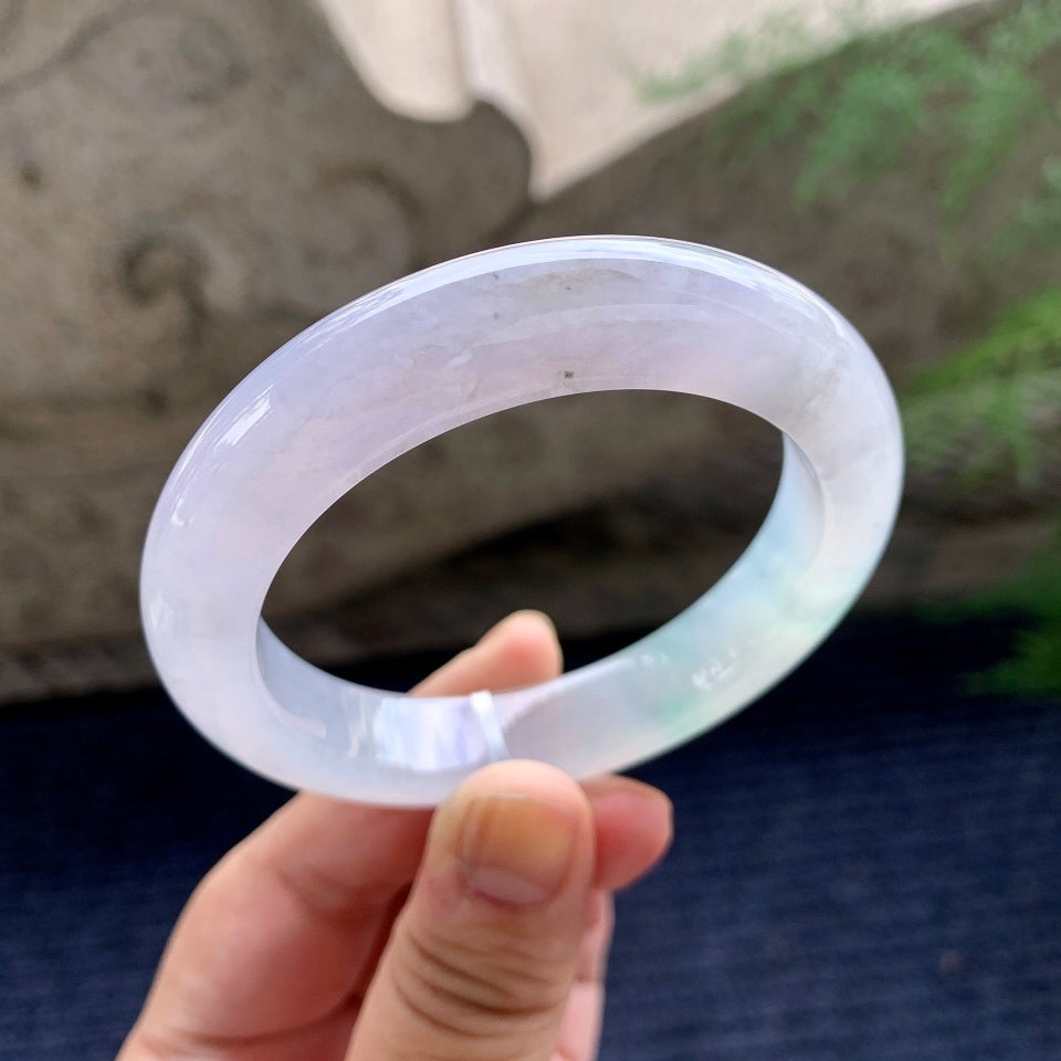 糯冰种淡春彩平安镯（55mm）（yc175880）