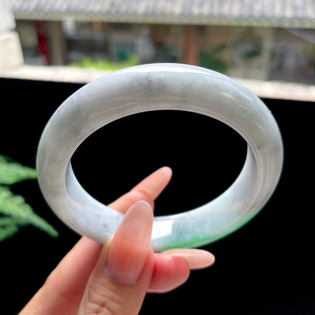 糯种阳绿乌鸡正圈平安镯 57圈口 天然缅甸A货翡翠（yc527797）
