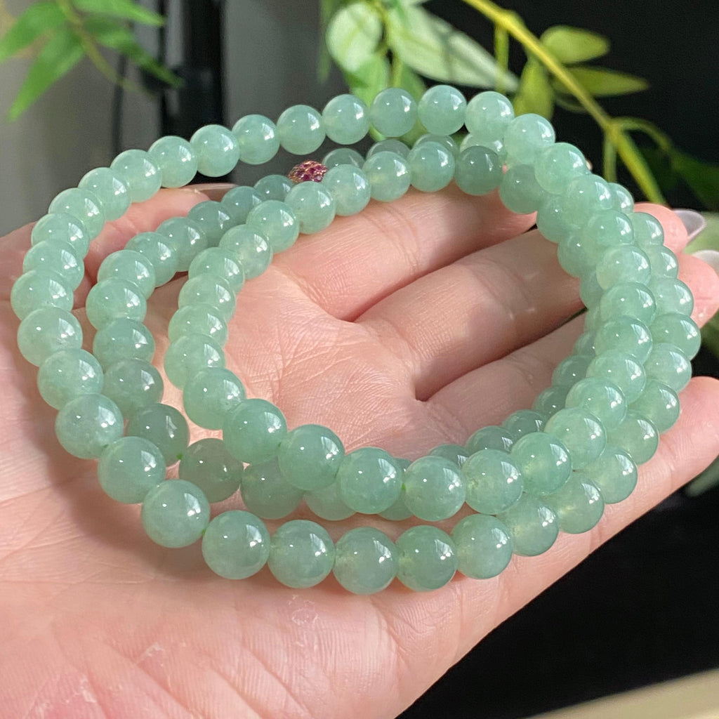 糯冰种晴底珠链（94颗）（yc196187）