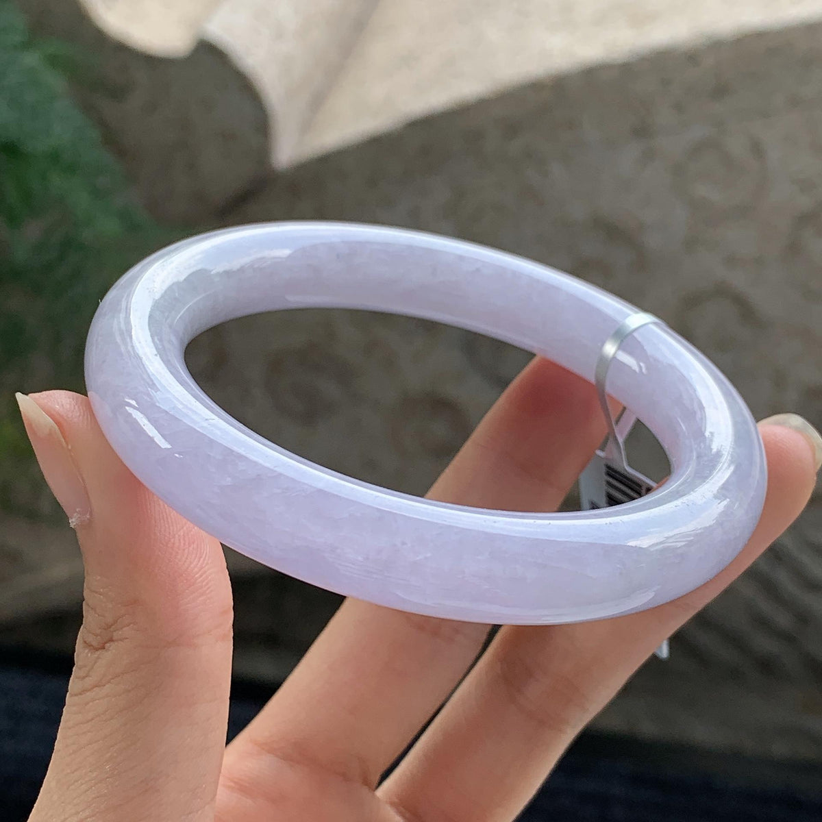 细糯种 紫罗兰圆条手镯 56圈 天然缅甸A货翡翠（yc699555）