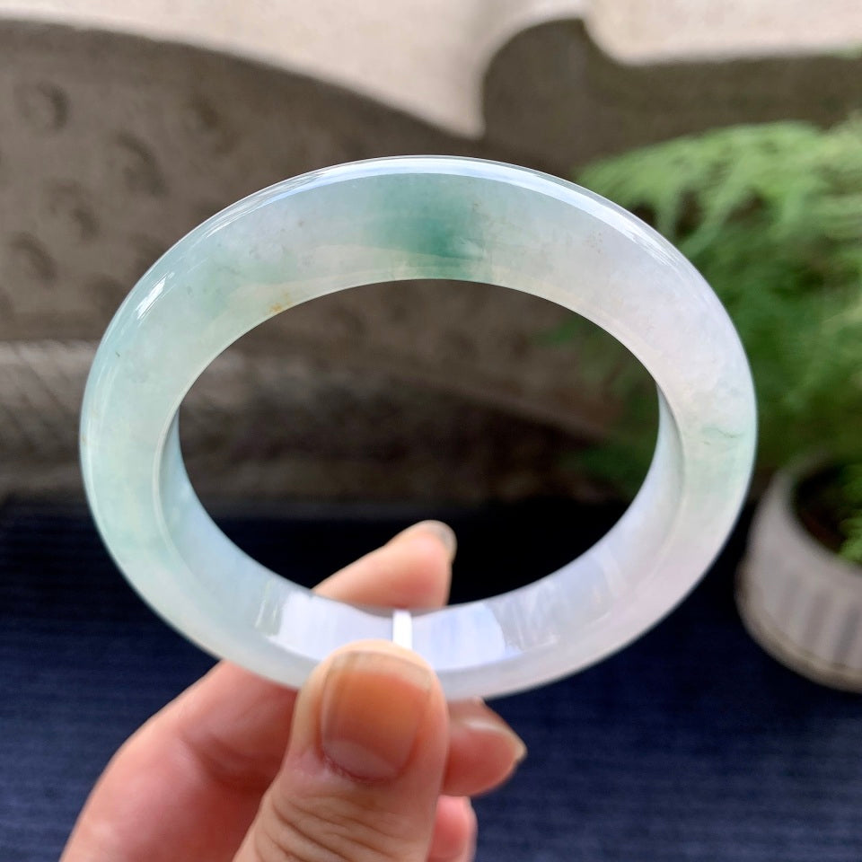糯冰种飘花平安镯（56mm）（yc096579）