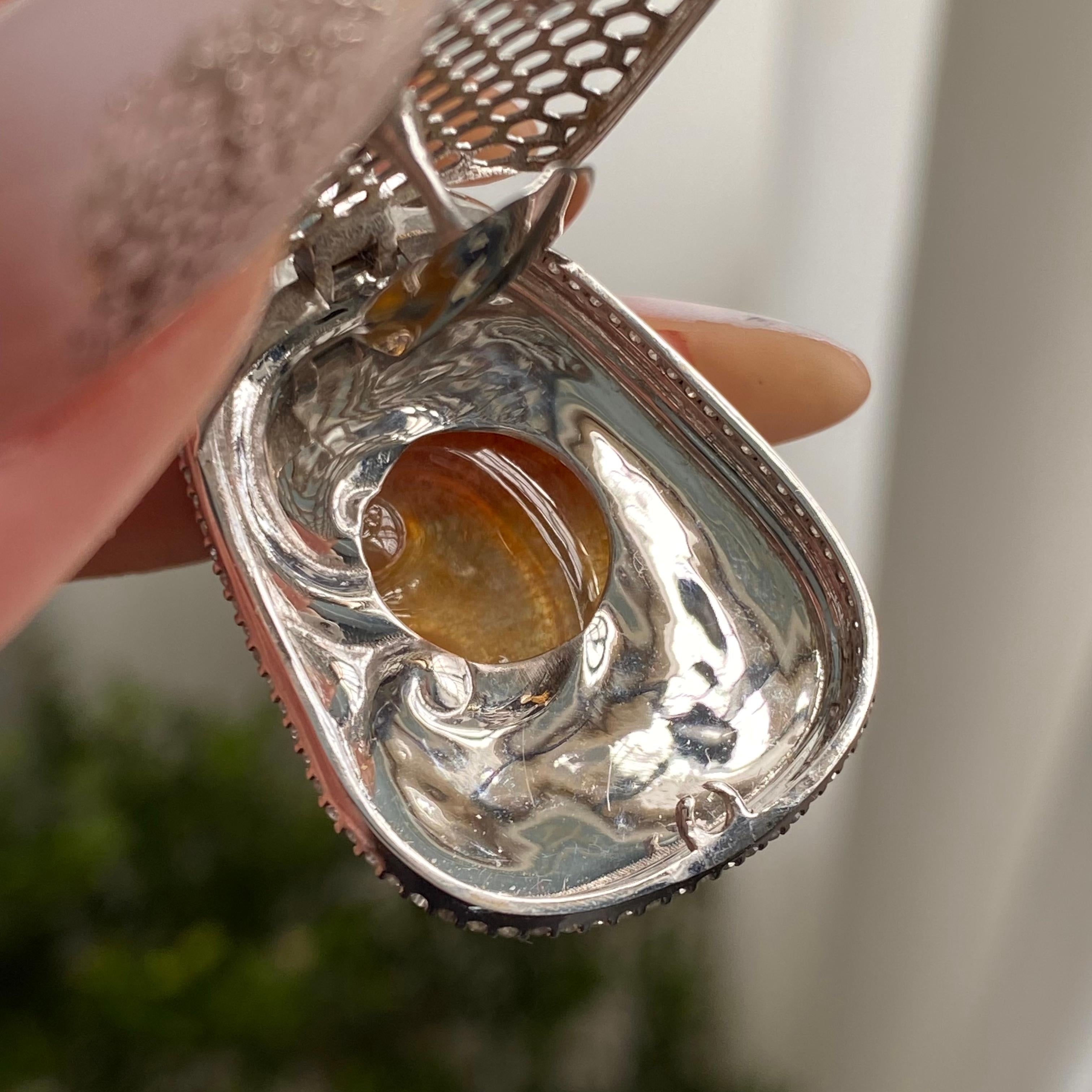 18k金钻镶冰种黄翡如意吊坠（yc206747）