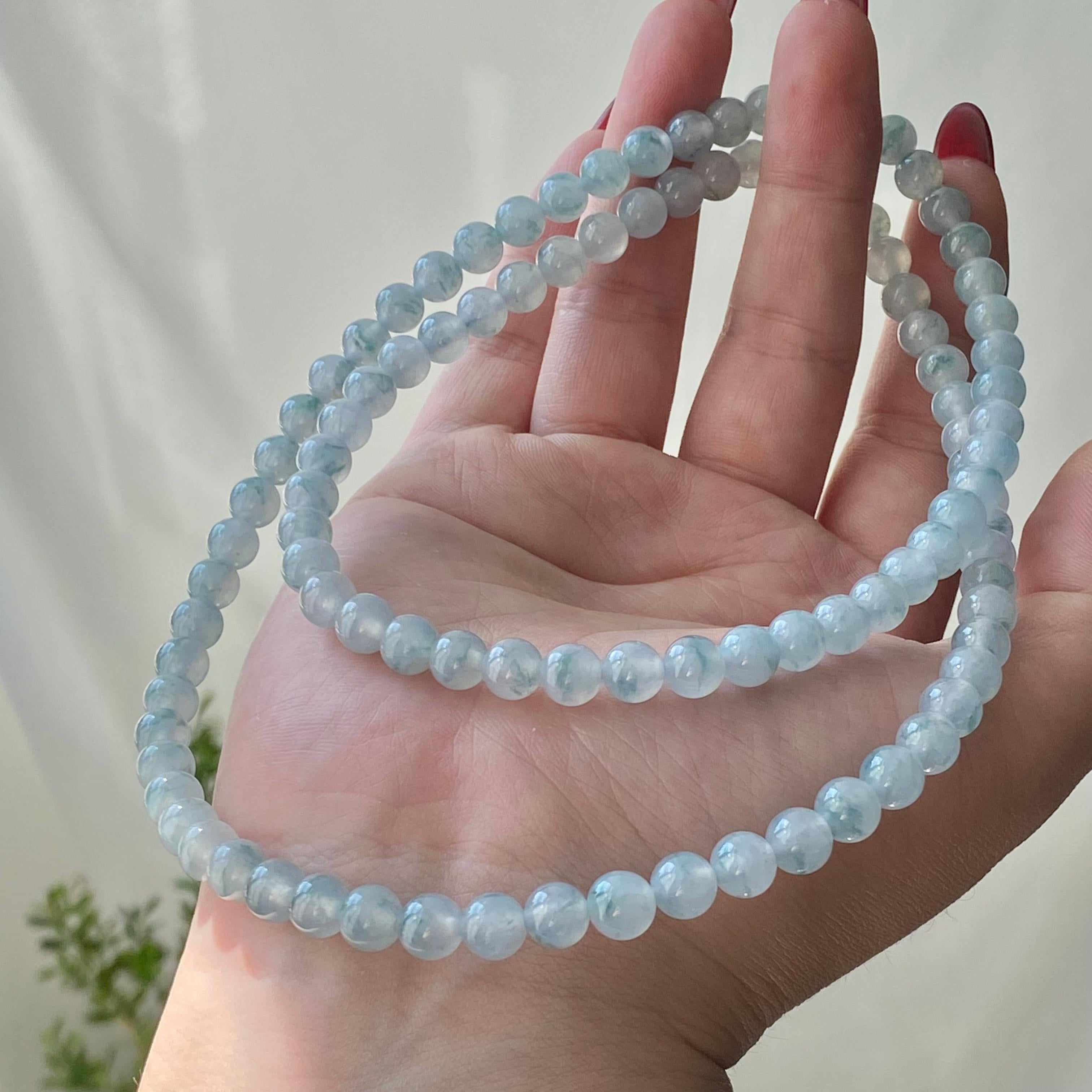 冰种蓝底飘花珠链（100颗）（yc213166）