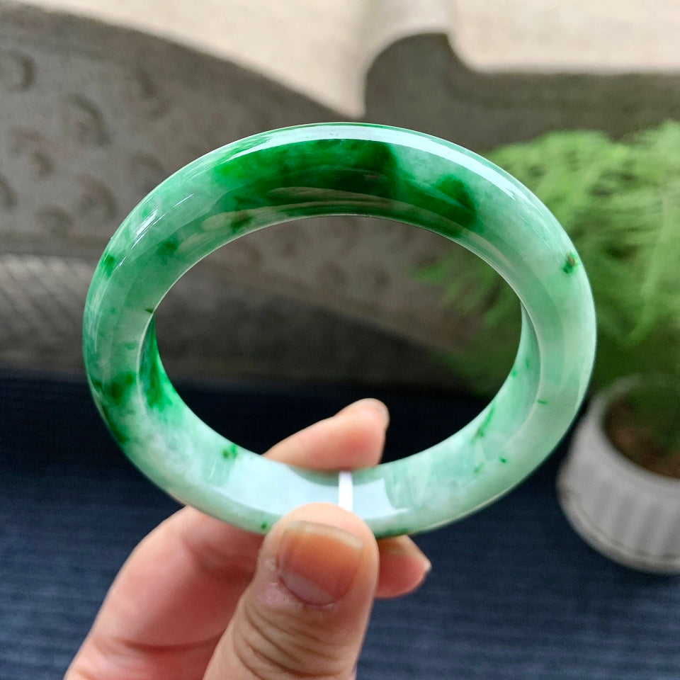 糯冰种飘花平安镯（57mm）（yc082269）