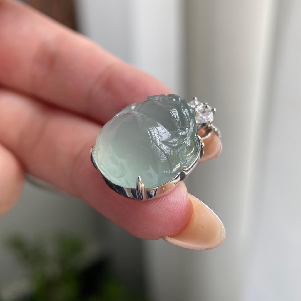 18k金钻镶冰种晴底貔貅吊坠（yc209938）