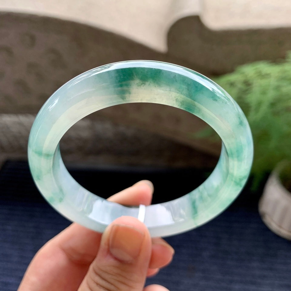 糯冰种飘花平安镯（56.6mm）（yc116152）