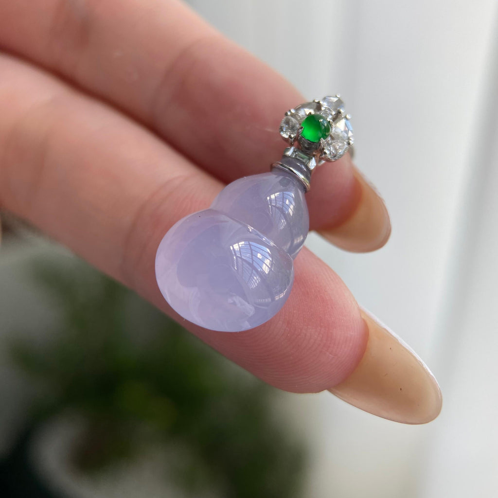 18k金钻镶冰种紫罗兰葫芦吊坠（yc209949）