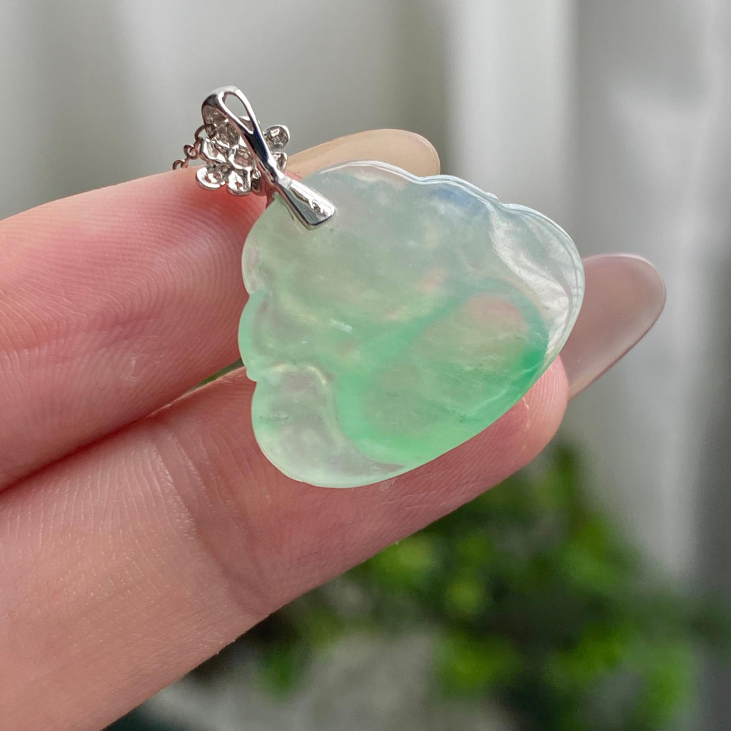 18k金钻镶冰种飘花佛公吊坠（yc200405）