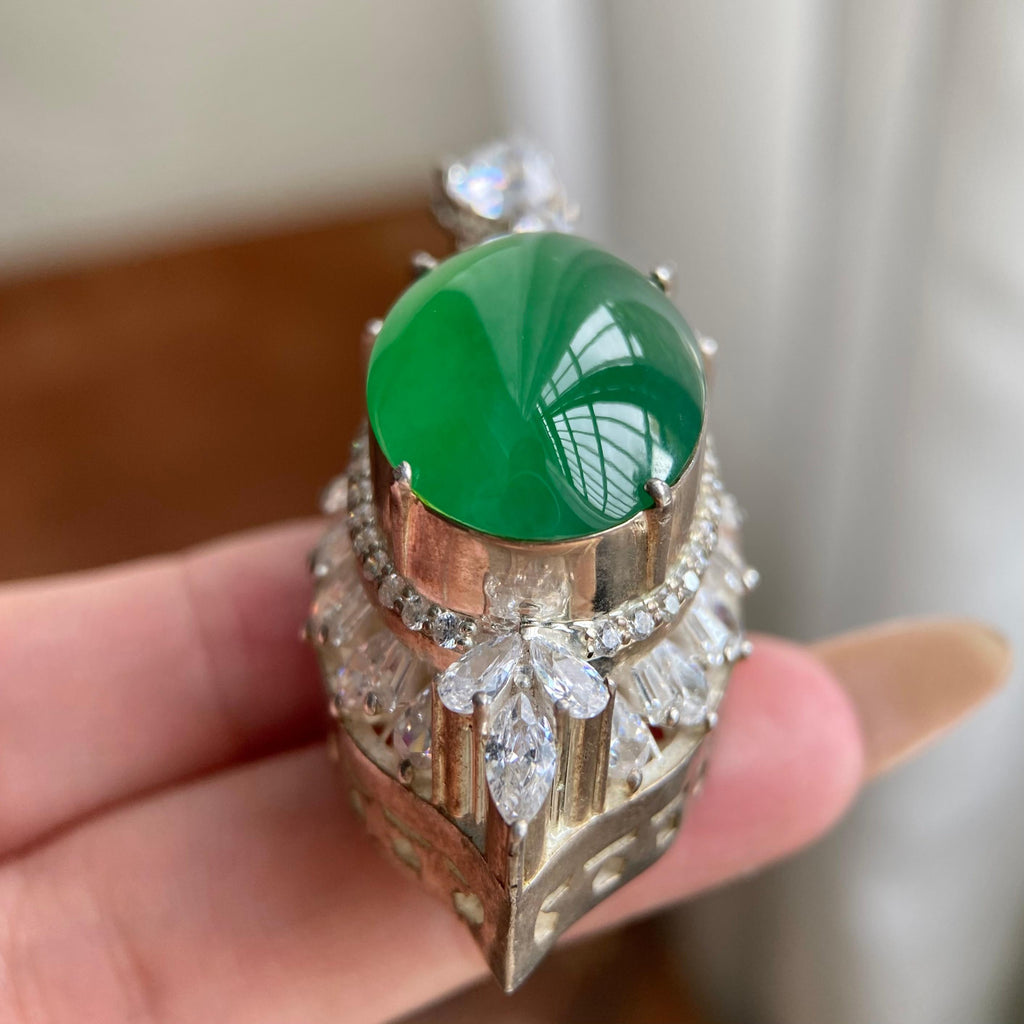 冰种满绿鸽子蛋吊坠裸石（yc223713）