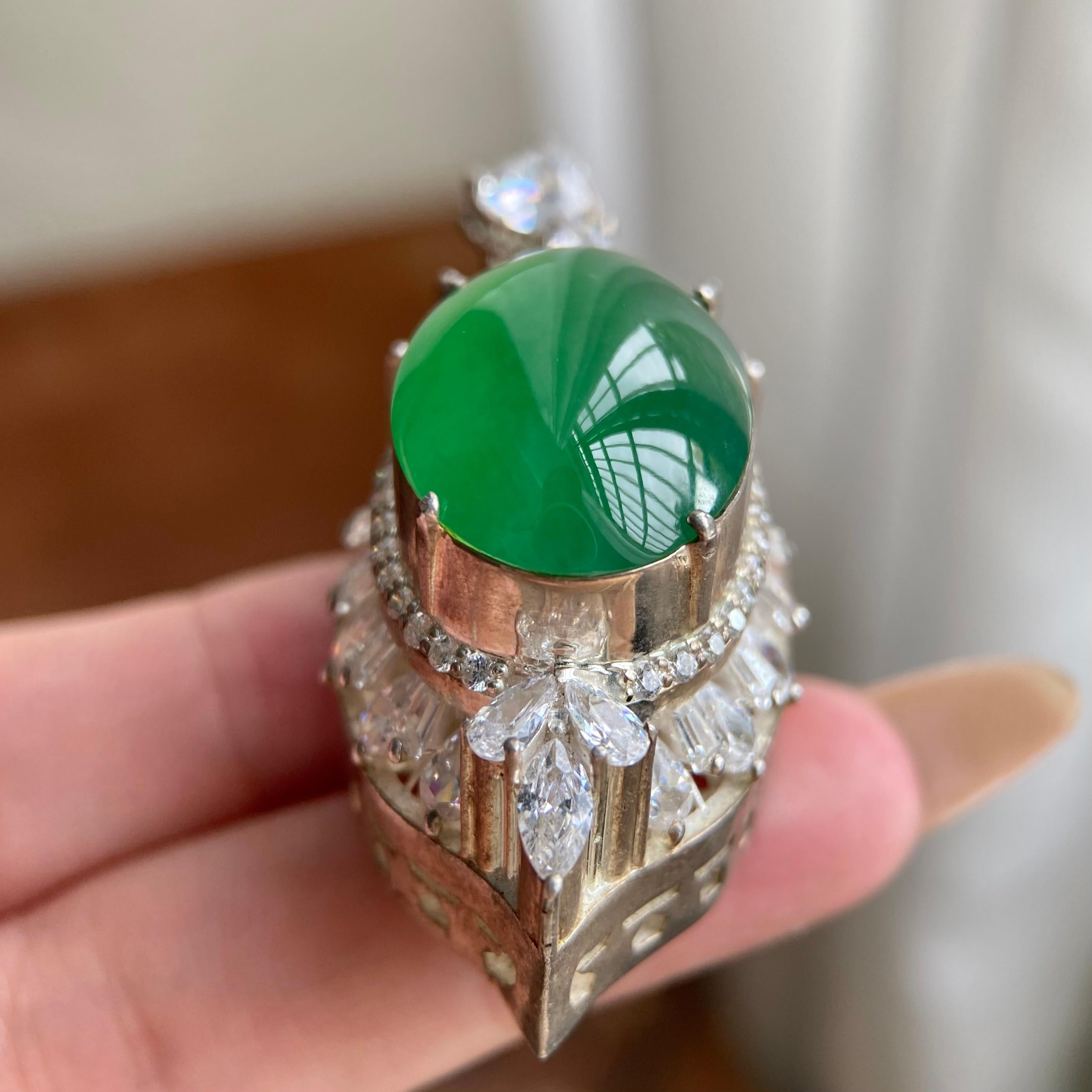 冰种满绿鸽子蛋吊坠裸石（yc223713）