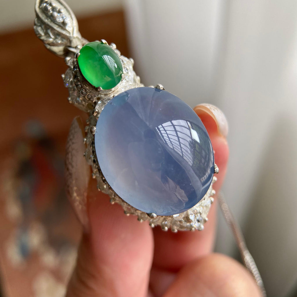 冰种紫罗兰鸽子蛋吊坠裸石（yc223657）