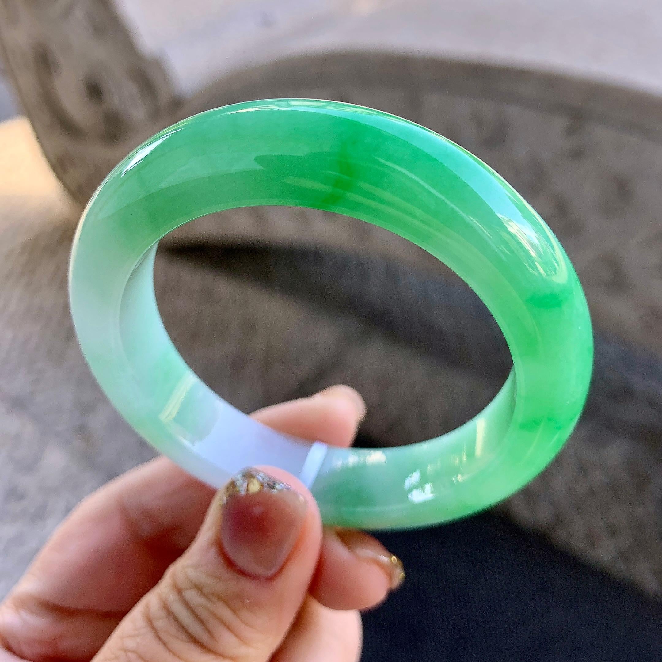 细糯种飘阳绿平安镯（52mm）（yc273595）