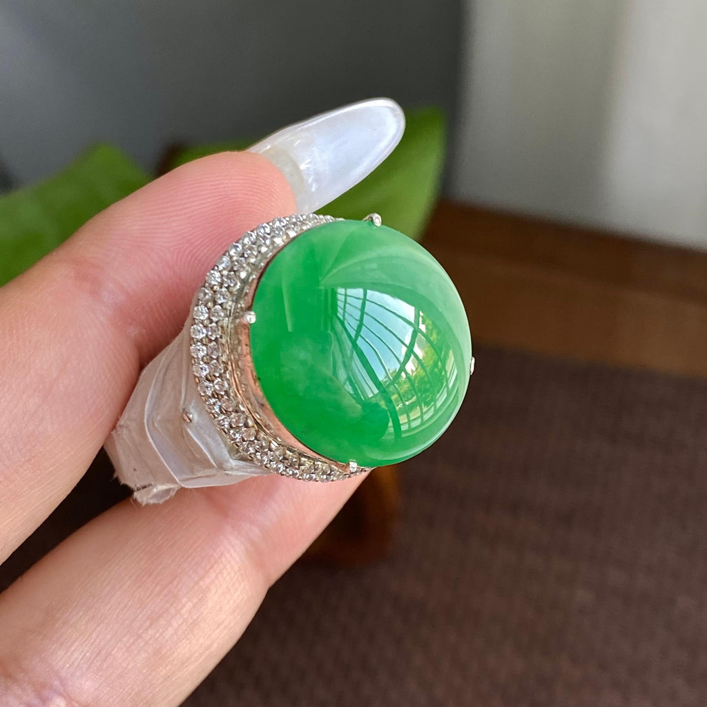 细糯种满绿裸石蛋面（yc282934）