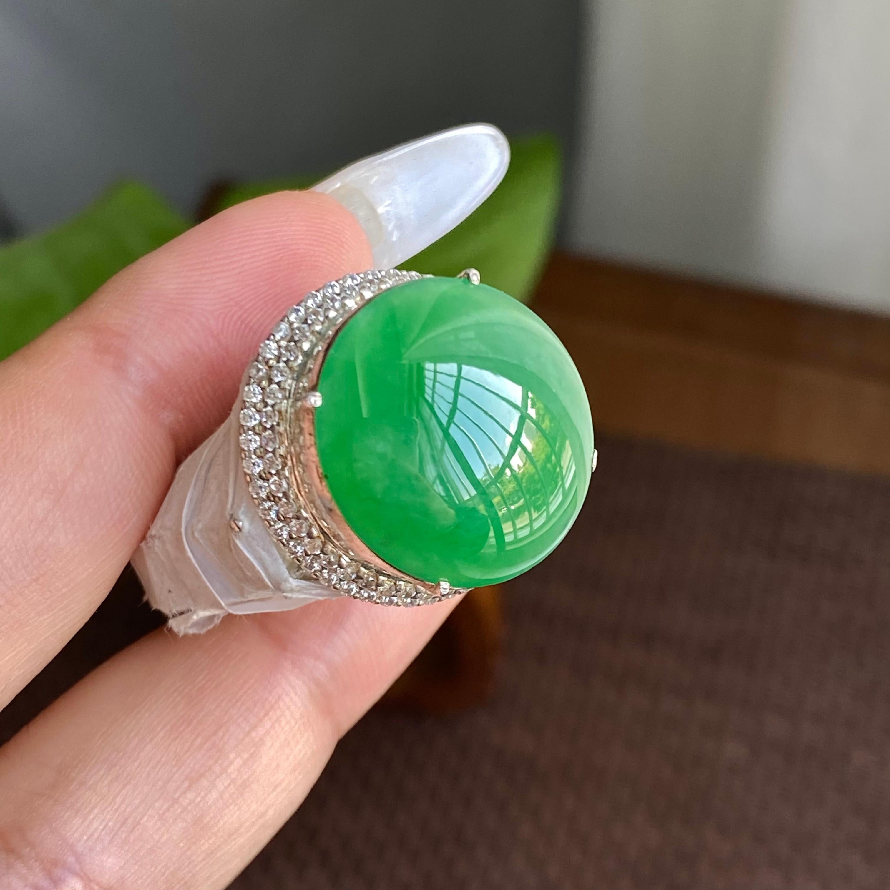 细糯种满绿裸石蛋面（yc282934）