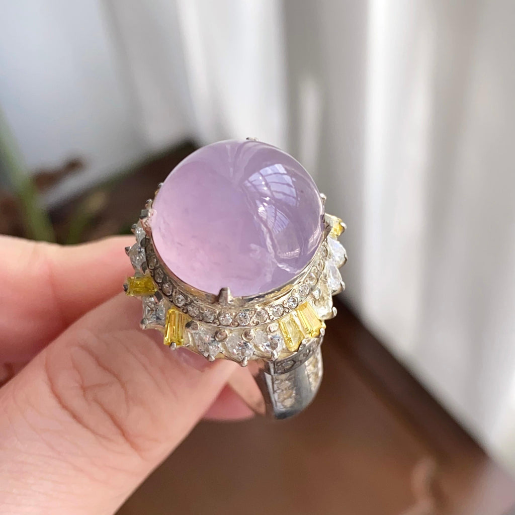 冰种粉春紫戒面裸石（yc258282）