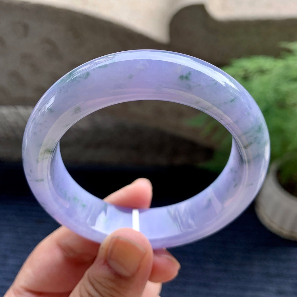 细糯种紫罗兰飘花平安镯（57.2mm）（yc107774）