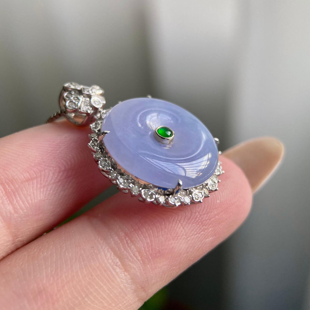 18k金钻镶冰种紫罗兰平安扣吊坠（yc219266）