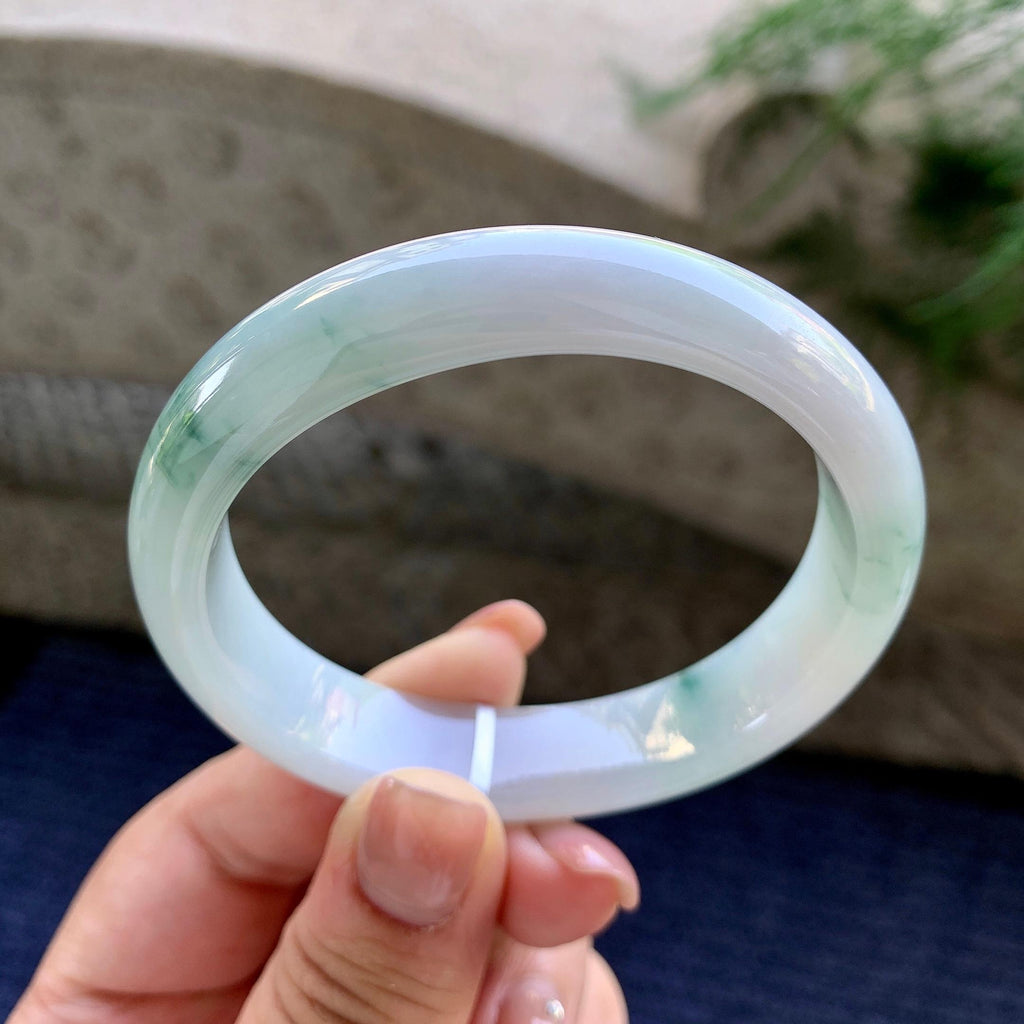 细糯种飘蓝花贵妃手镯 57圈口 天然缅甸A货翡翠（yc501084）
