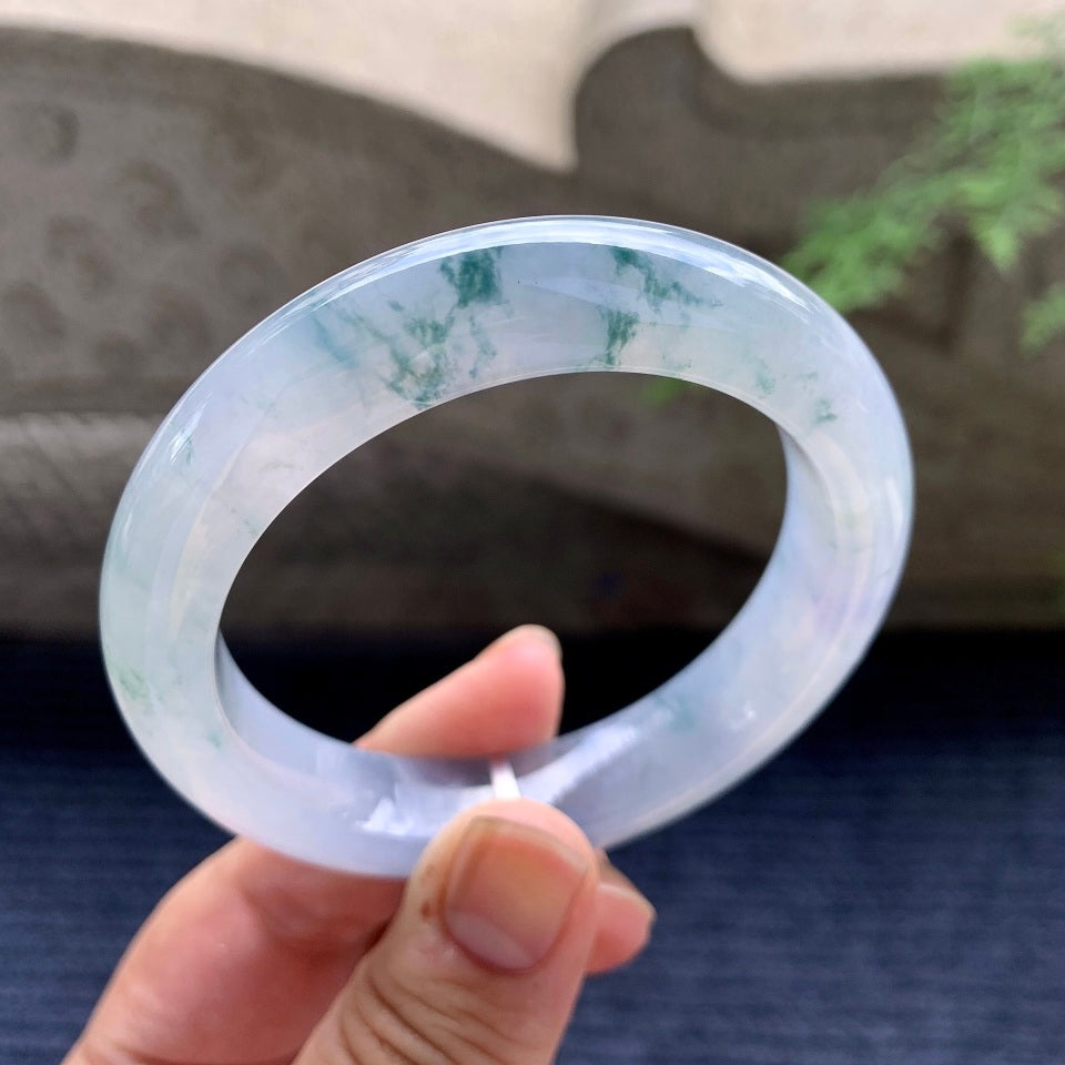 糯冰种紫罗兰飘花平安镯（55mm）（yc169970）