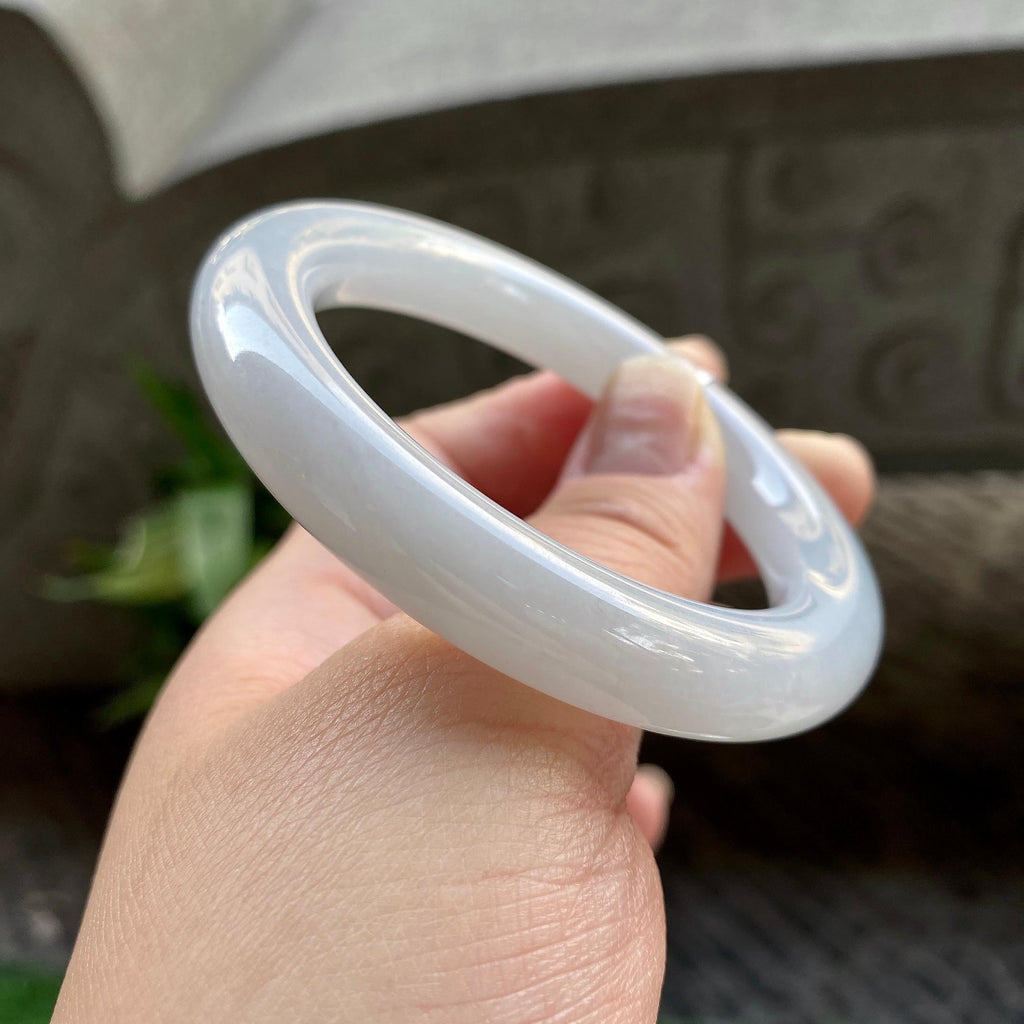 小圈口 细糯种无色圆条手镯52圈口 天然缅甸A货翡翠（yc314490）