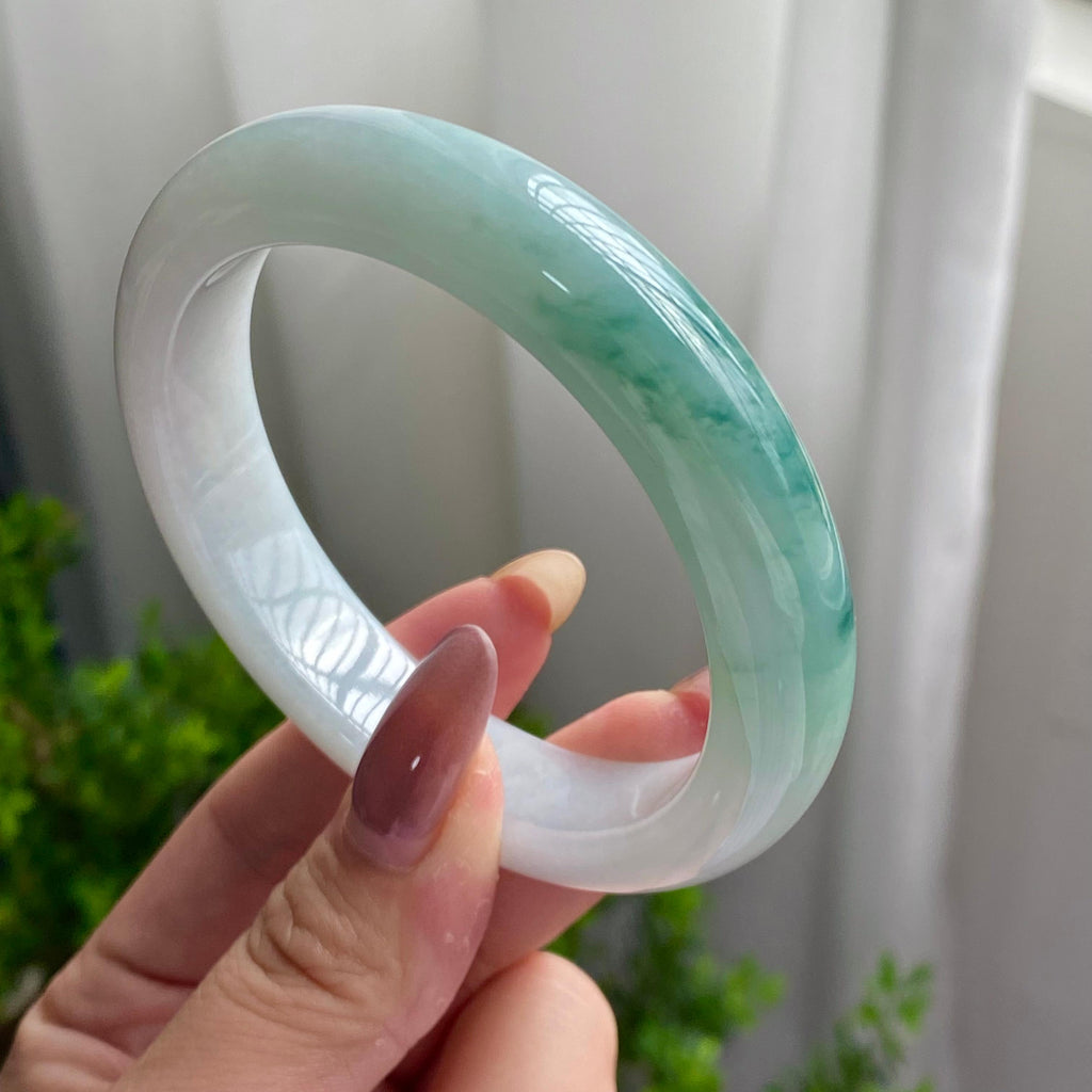 细糯种蓝底飘花平安镯（58圈）（yc201916）