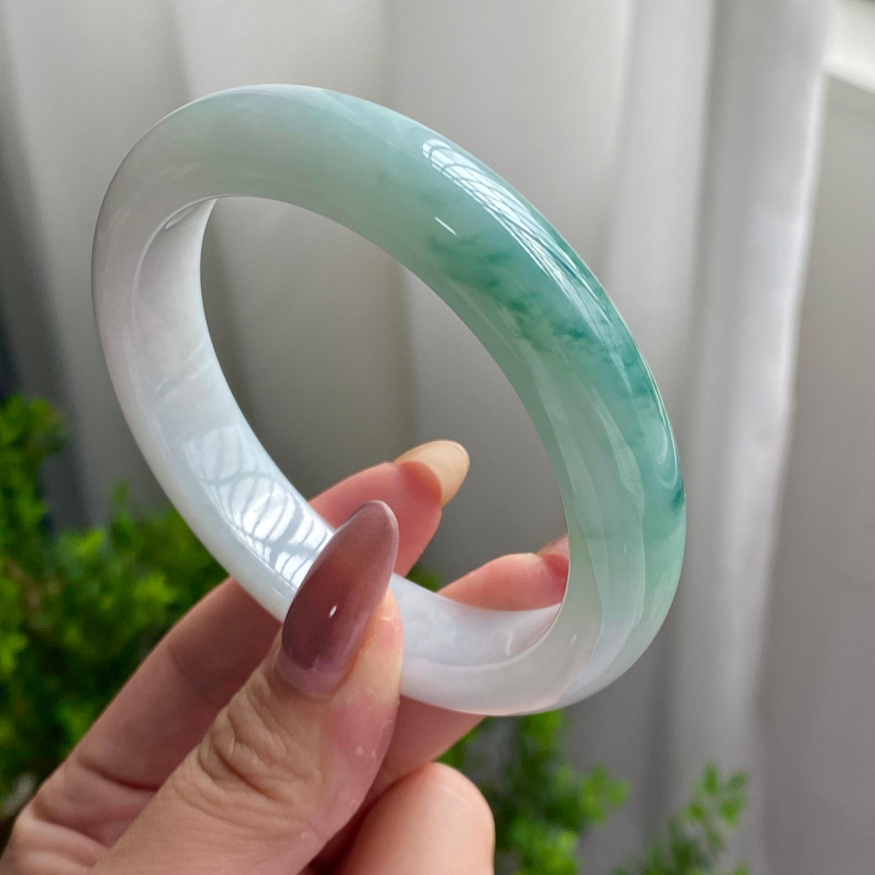 细糯种蓝底飘花平安镯（58圈）（yc201916）