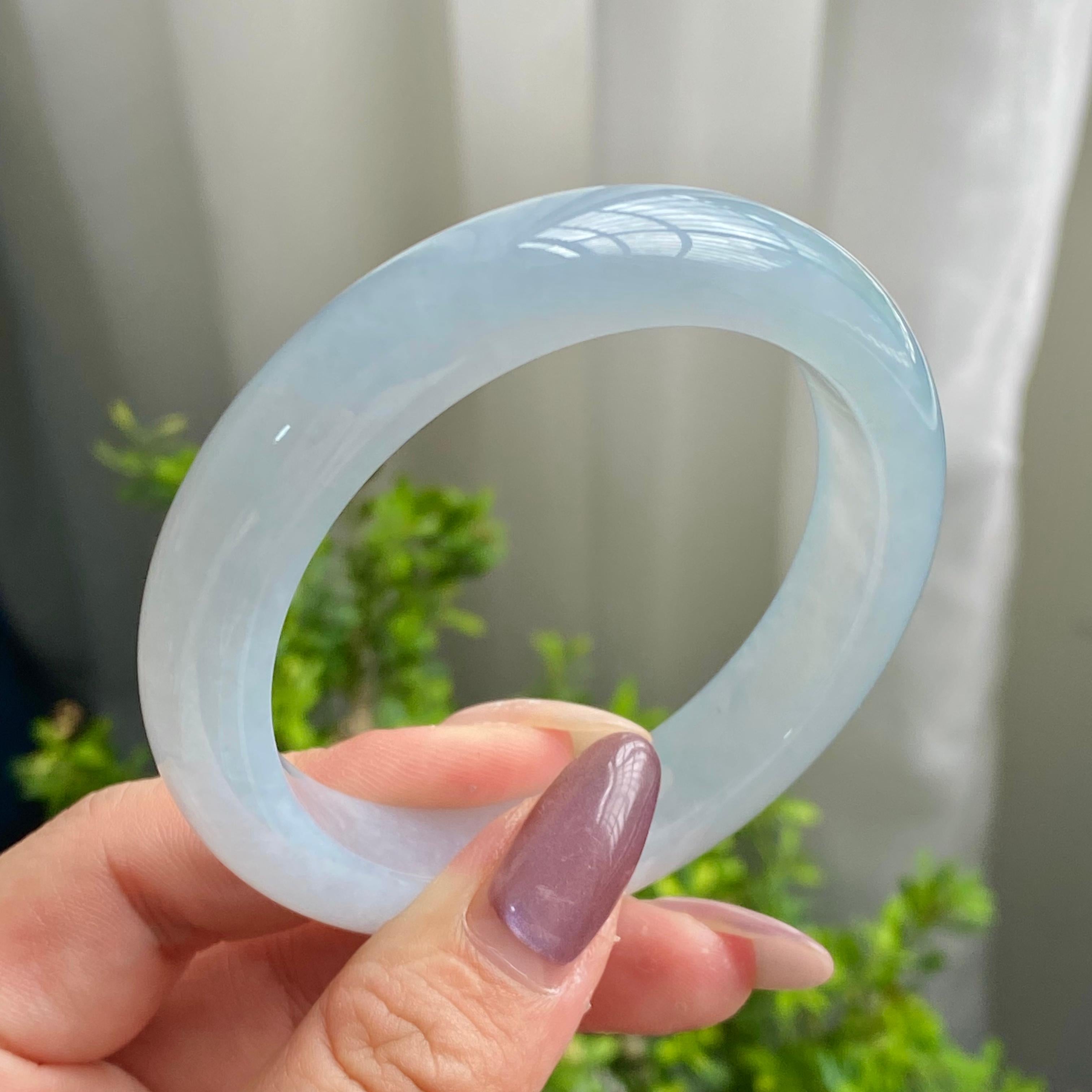 糯冰种天空蓝平安镯（54圈）（yc200590）