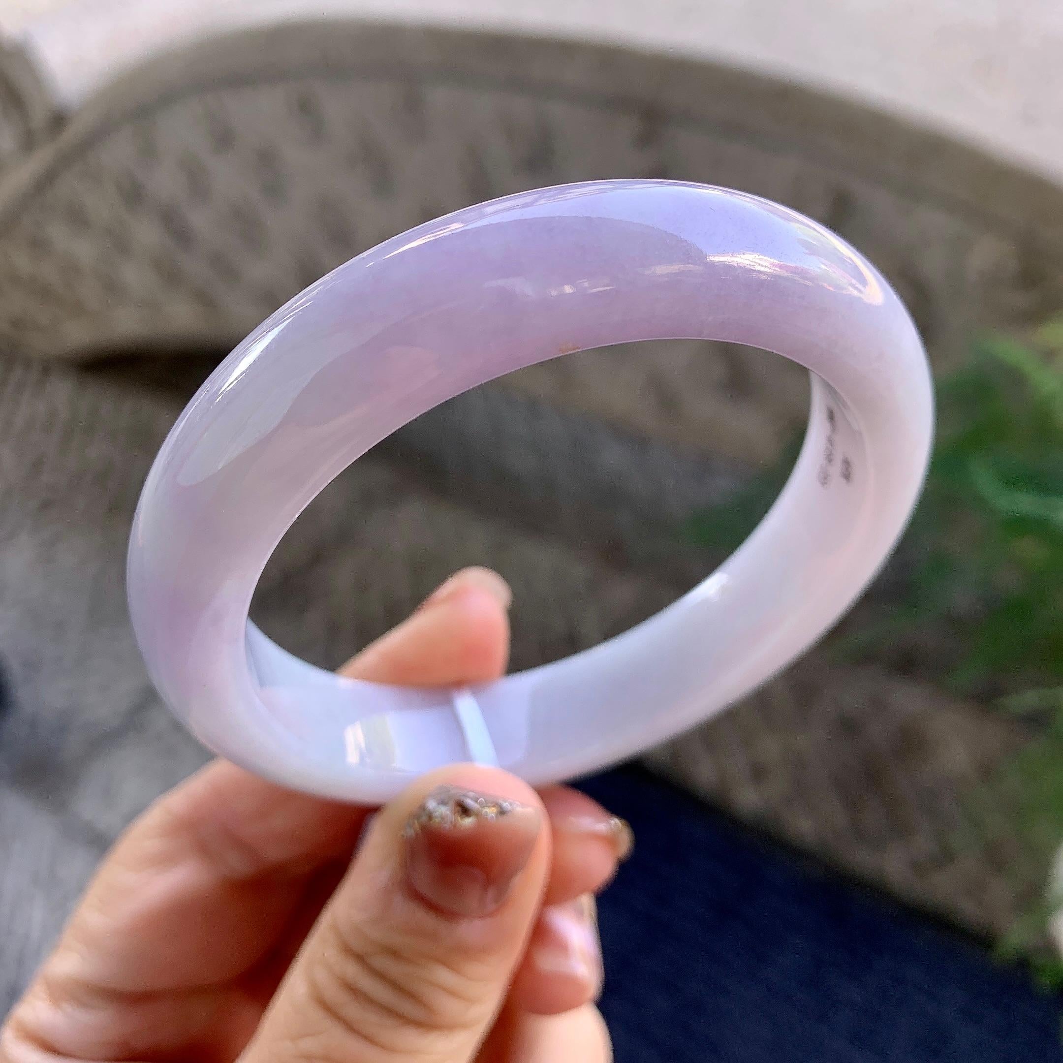 糯种淡紫罗兰平安镯（56.3mm）（yc275325）