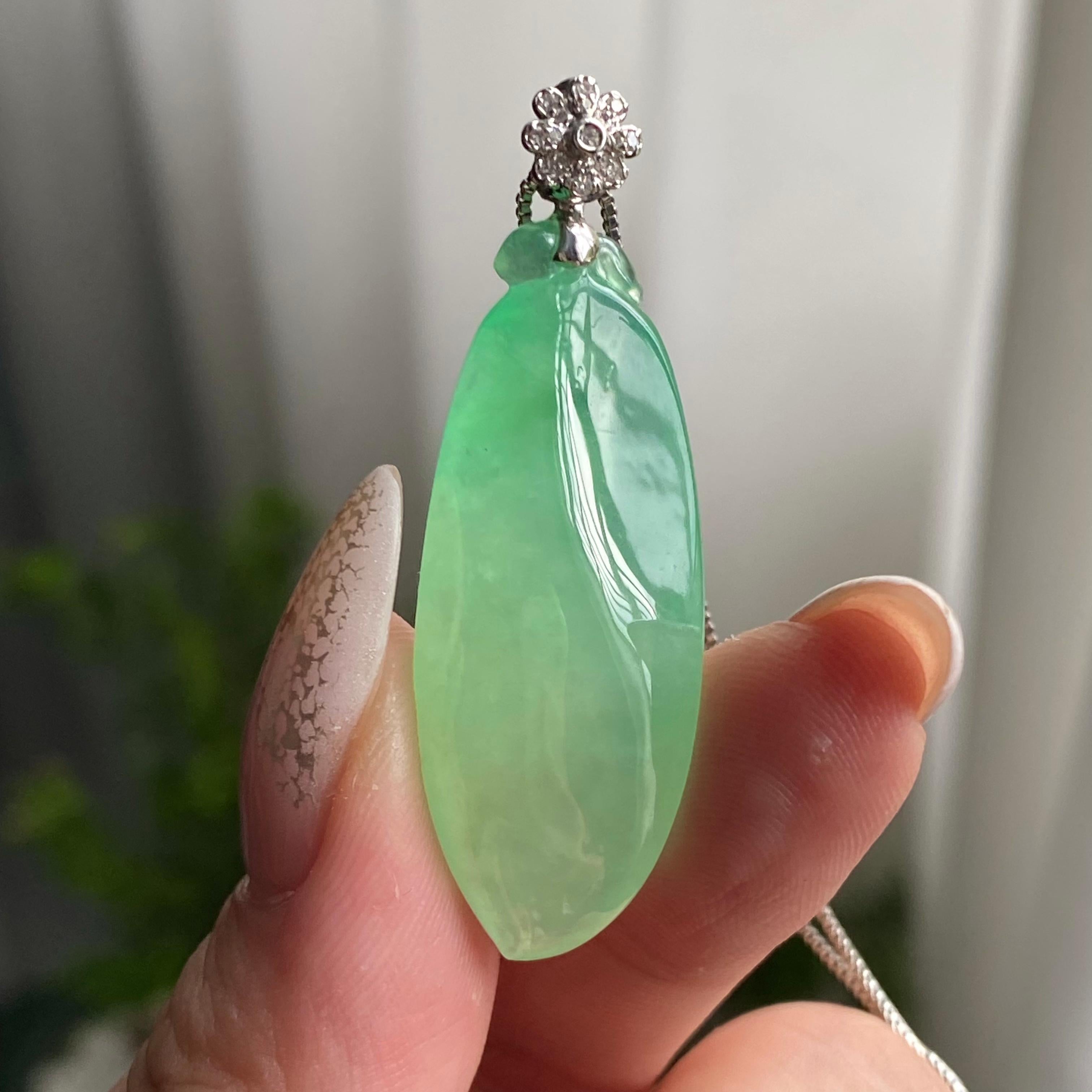 18k金钻镶冰种晴底福瓜吊坠（yc206760）