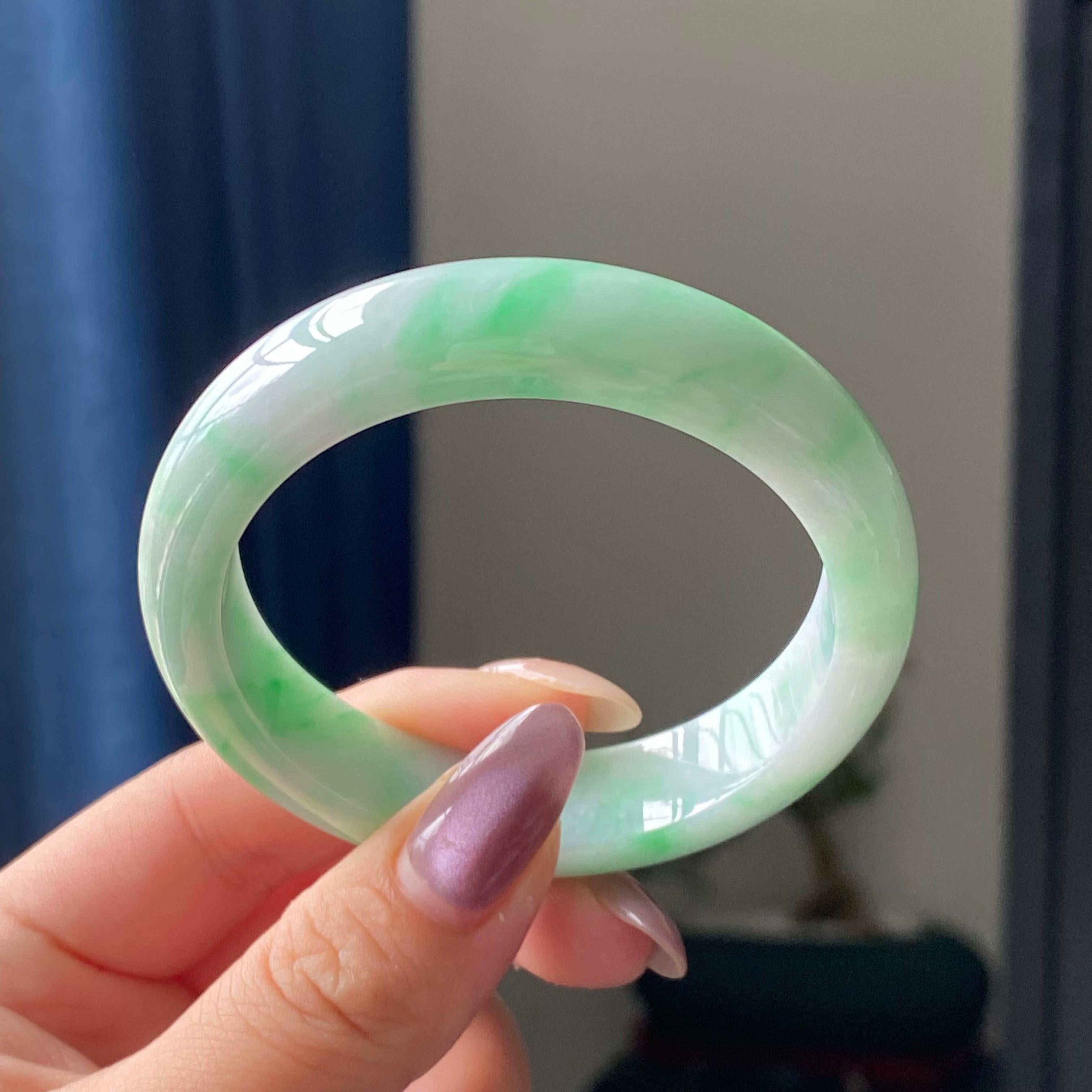 细糯种白底青平安镯手镯（53圈）（yc195685）