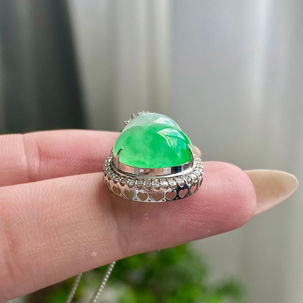 18k金钻镶冰种飘花葫芦吊坠（yc204464）