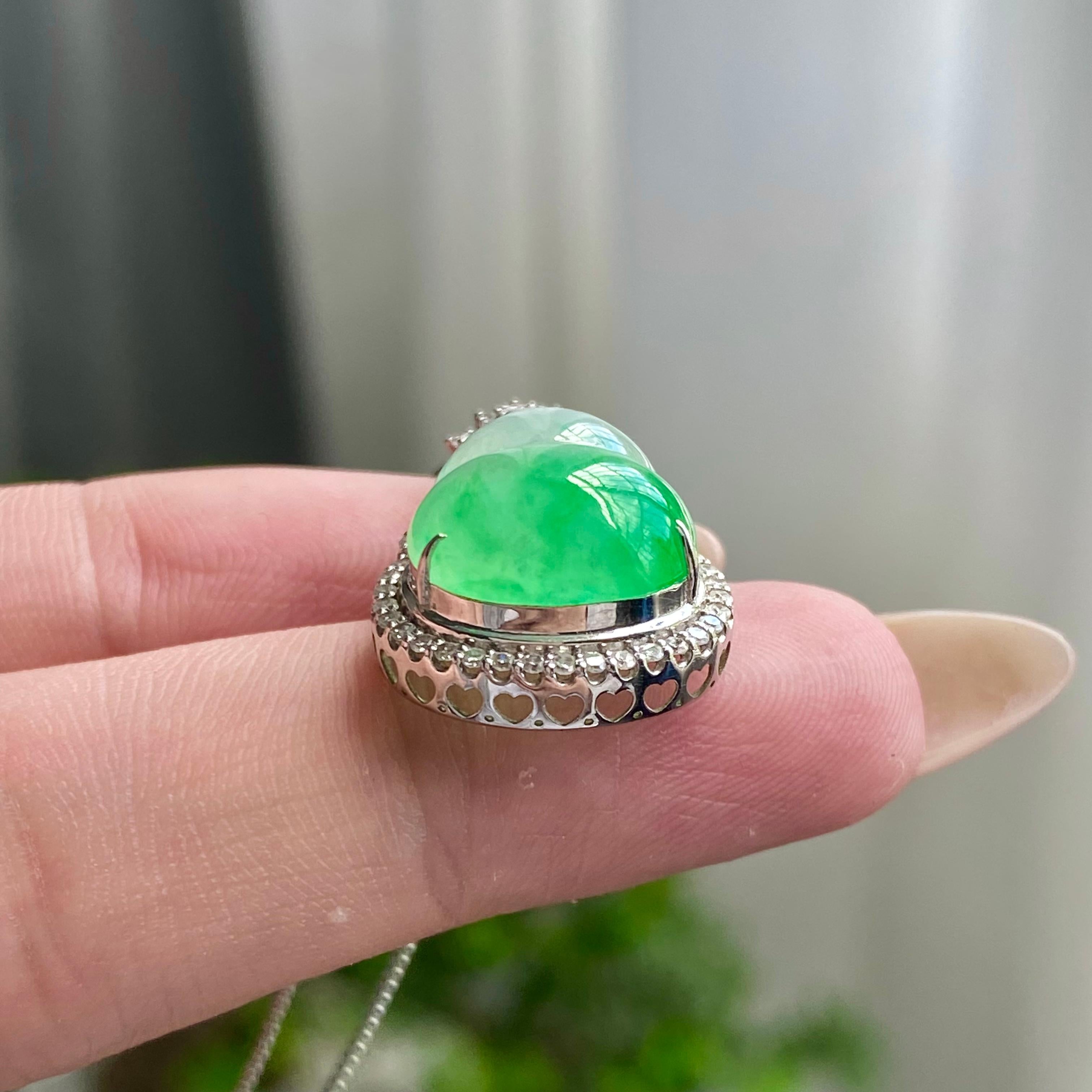 18k金钻镶冰种飘花葫芦吊坠（yc204464）