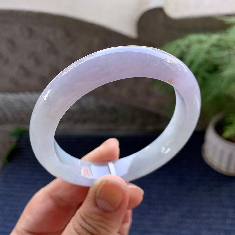 糯冰种淡紫罗兰平安镯（55.7mm）（yc094201）