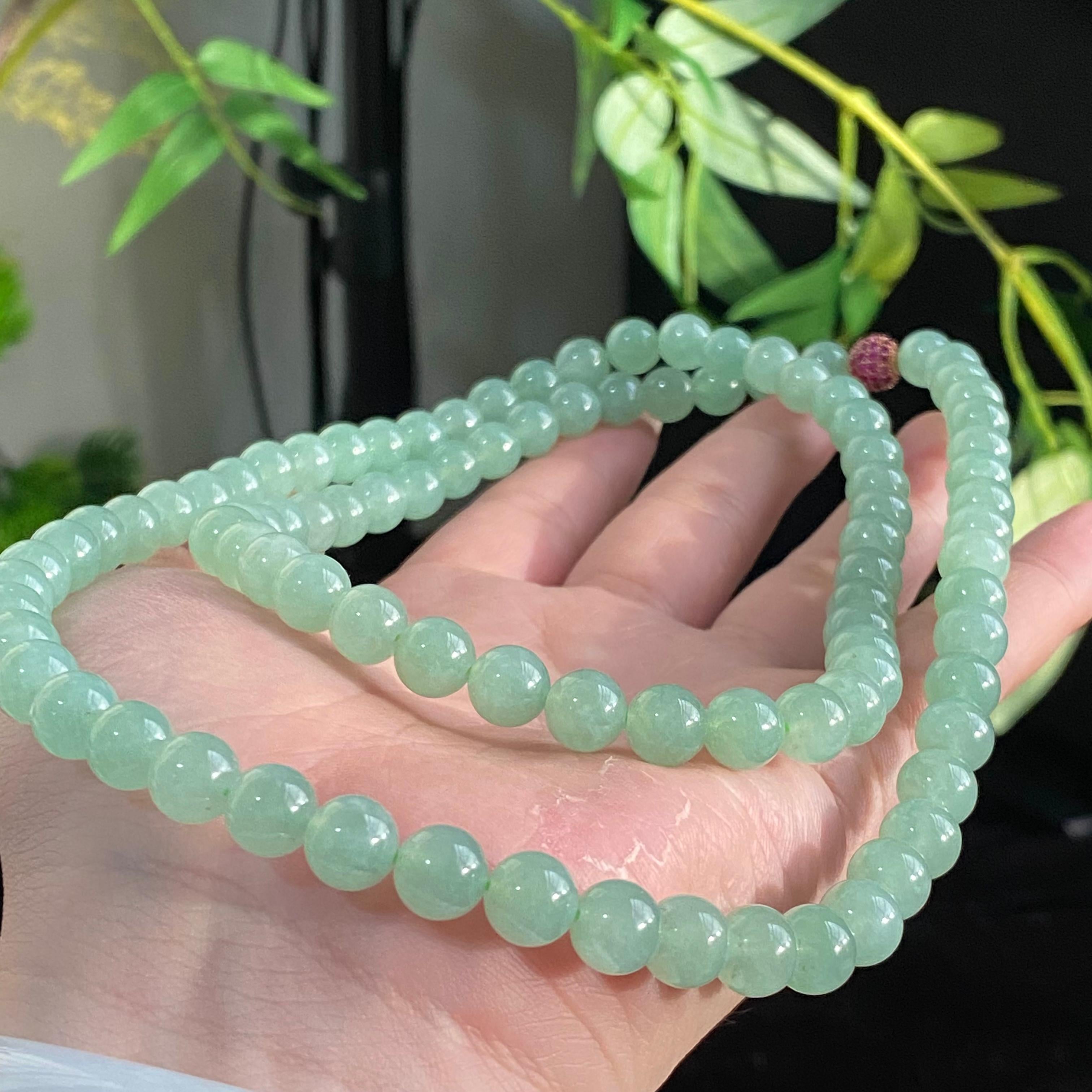 糯冰种晴底珠链（94颗）（yc196187）