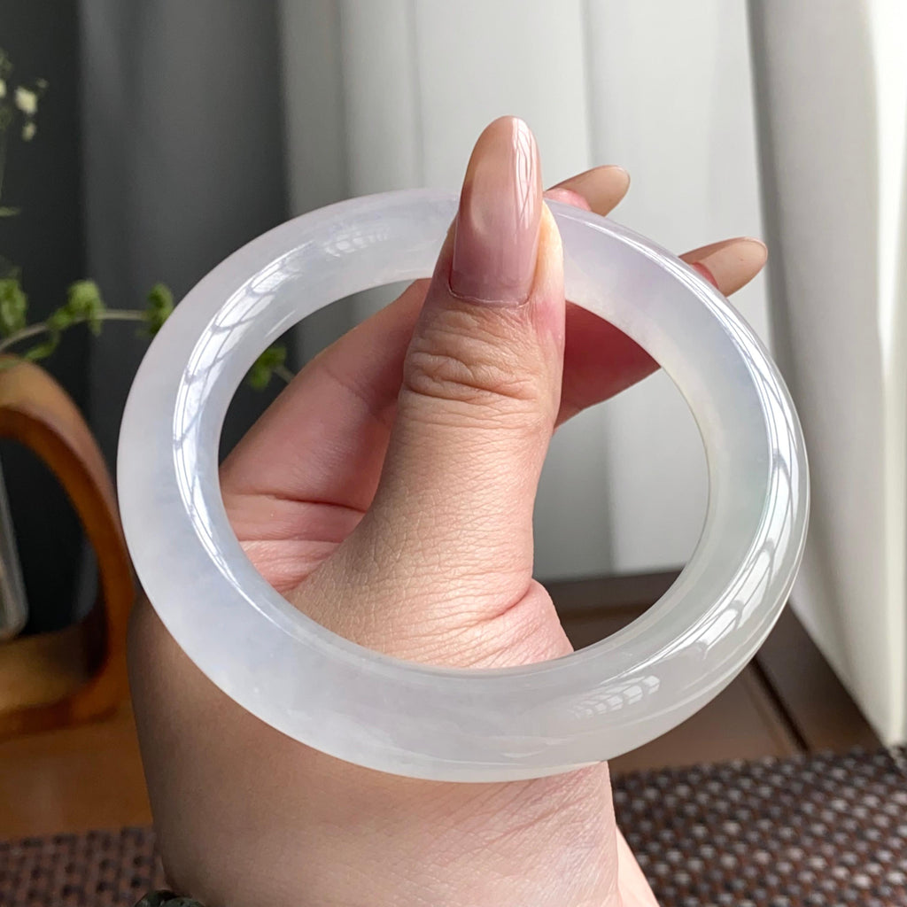 冰种白月光圆条手镯（58圈）（yc247600）