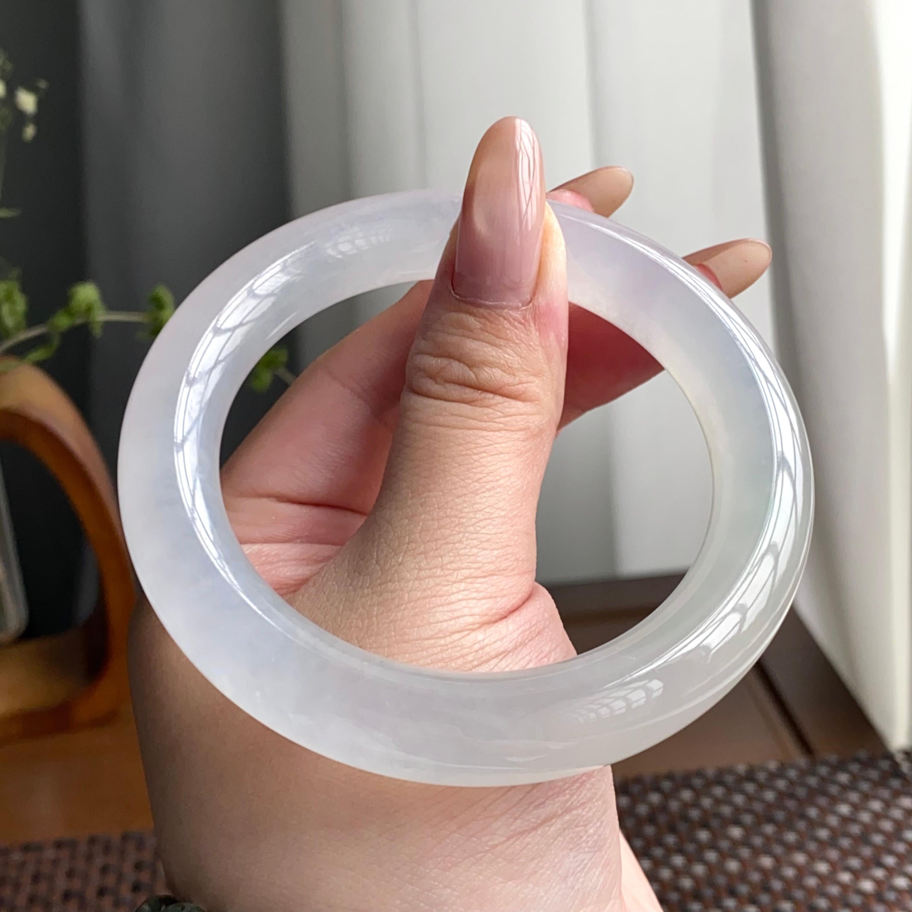 冰种白月光圆条手镯（58圈）（yc247600）