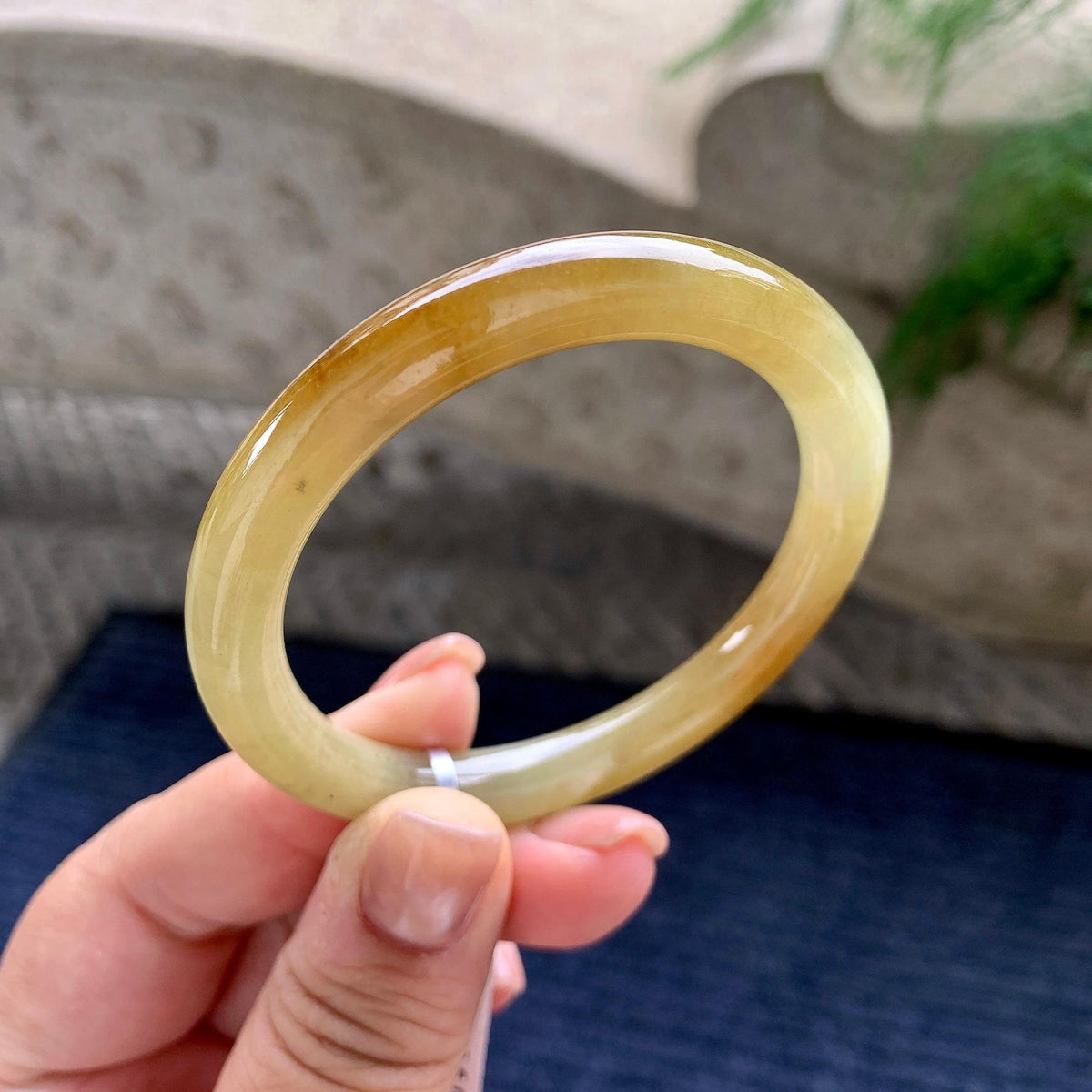 小圈口 细糯种黄翡圆条手镯 52圈口 （yc705881）