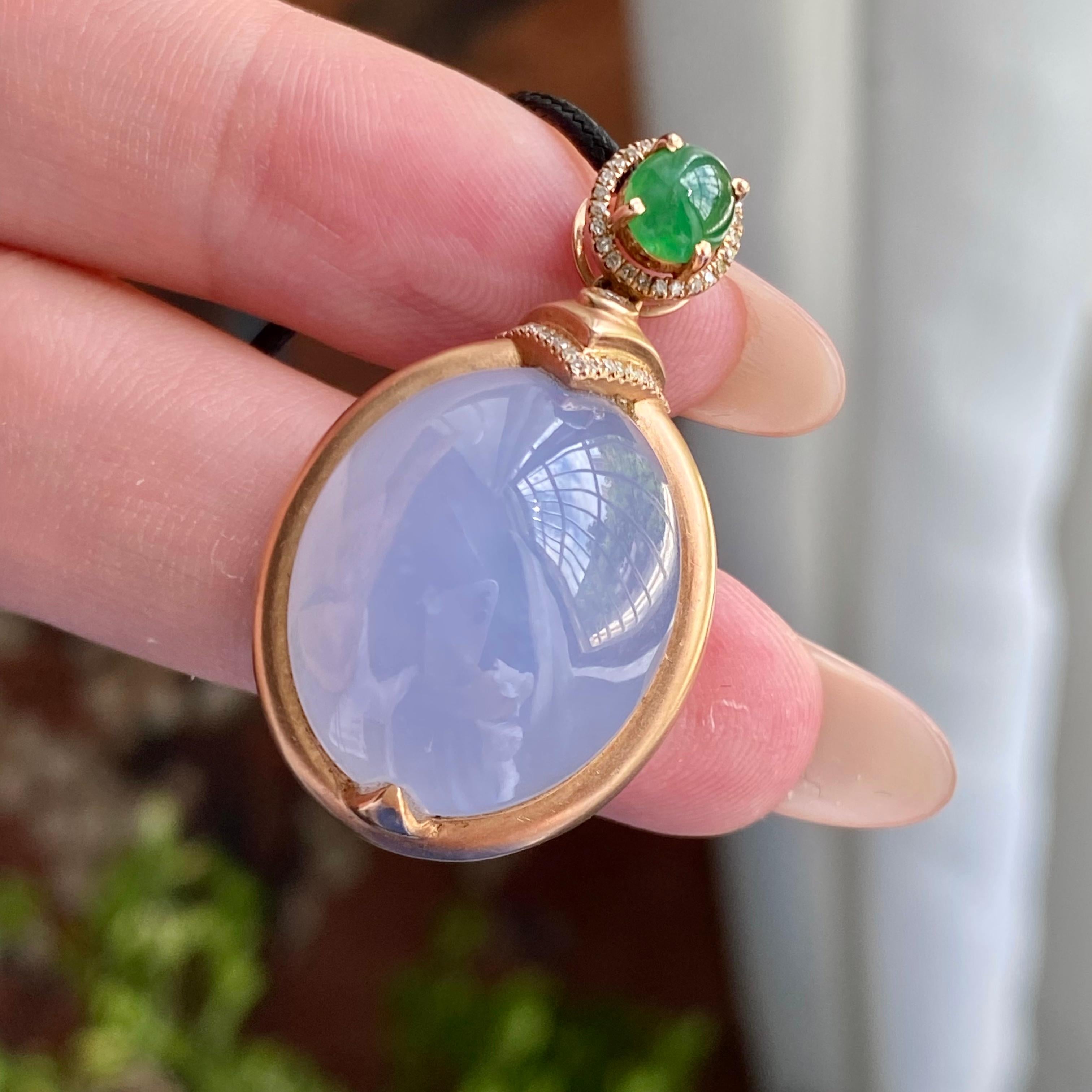 18k金镶冰种鸽子蛋紫罗兰吊坠（yc235116）