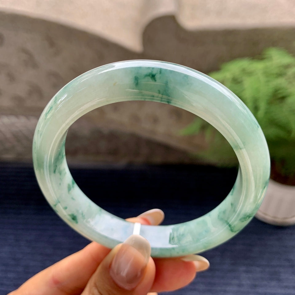 糯冰种飘花平安镯（57.6mm）（yc081145）