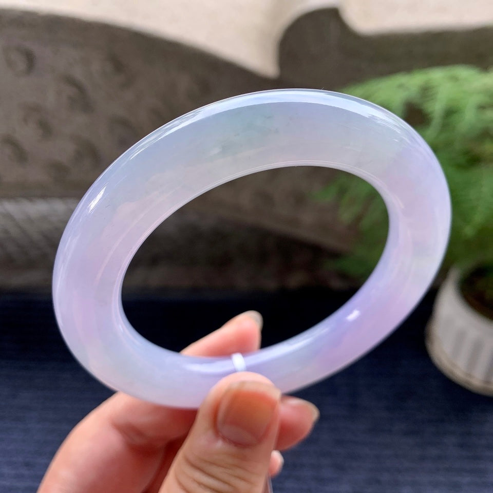糯冰种紫罗兰圆条手镯（59mm）（yc096585）