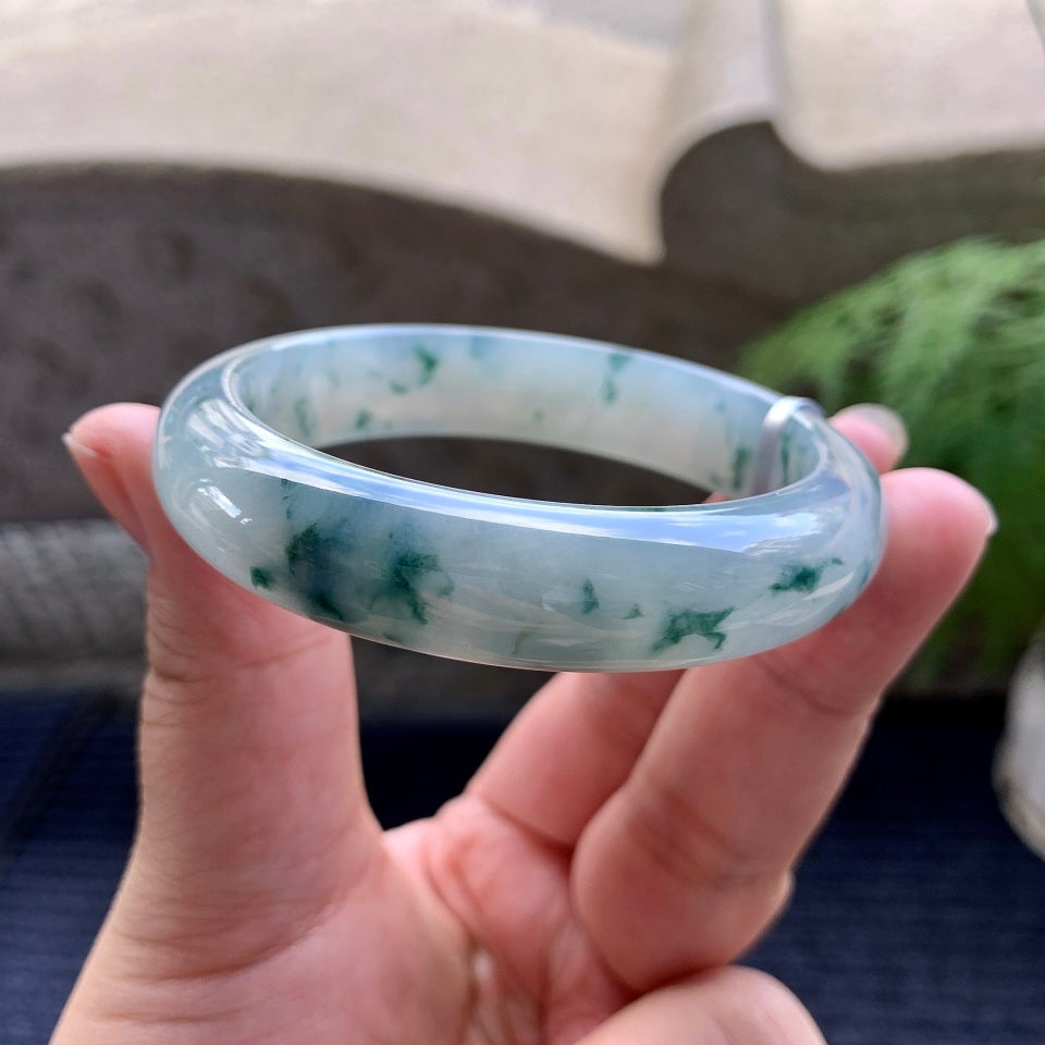 糯冰种飘花平安镯（54.3mm）（yc116060）