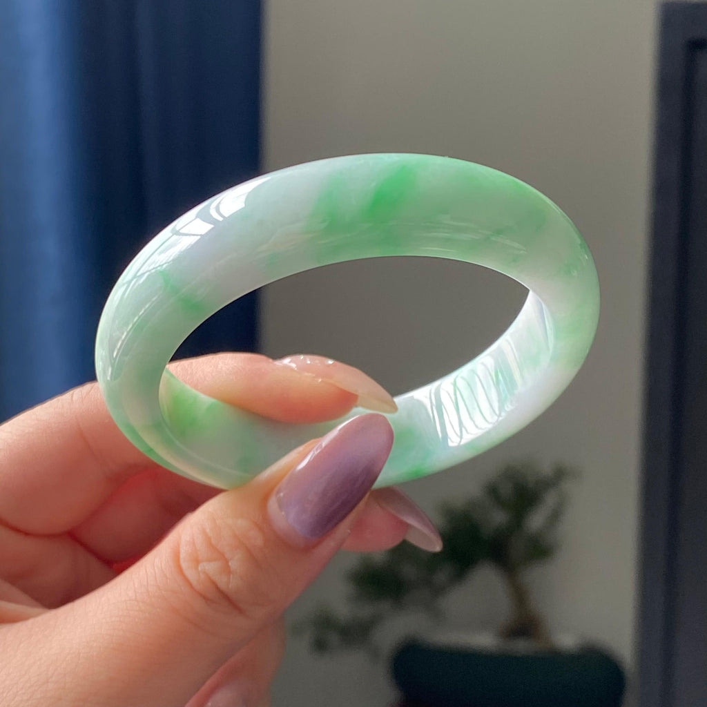 细糯种白底青平安镯手镯（53圈）（yc195685）