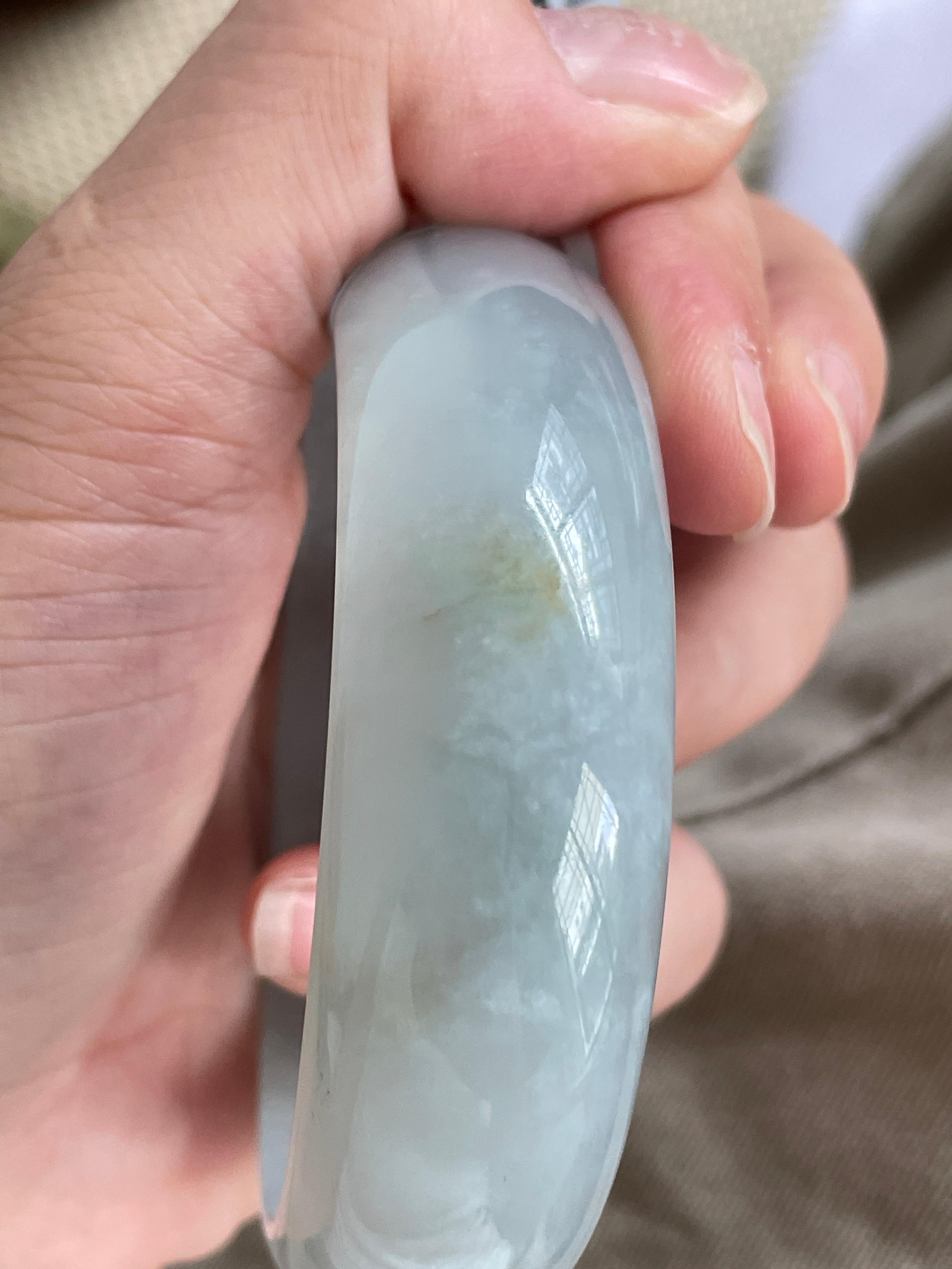 大圈口 糯冰种晴底洒金宽版轮胎手镯 58.2圈口 天然缅甸A货翡翠（yc524218）