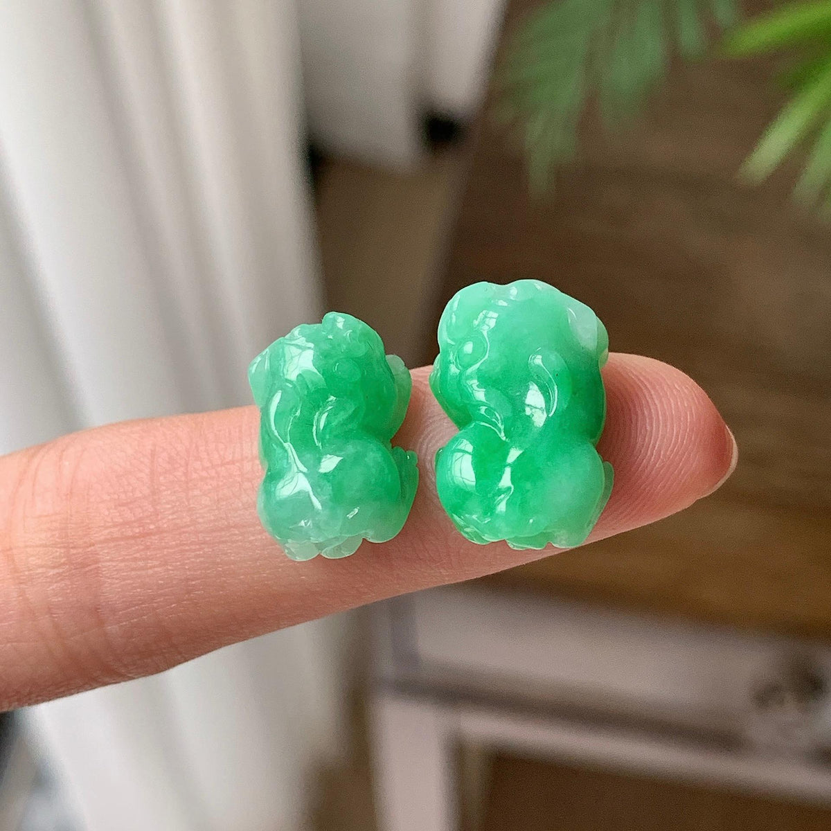 细糯种 满绿貔貅吊坠耳饰手饰 天然缅甸A货翡翠（yc703368）